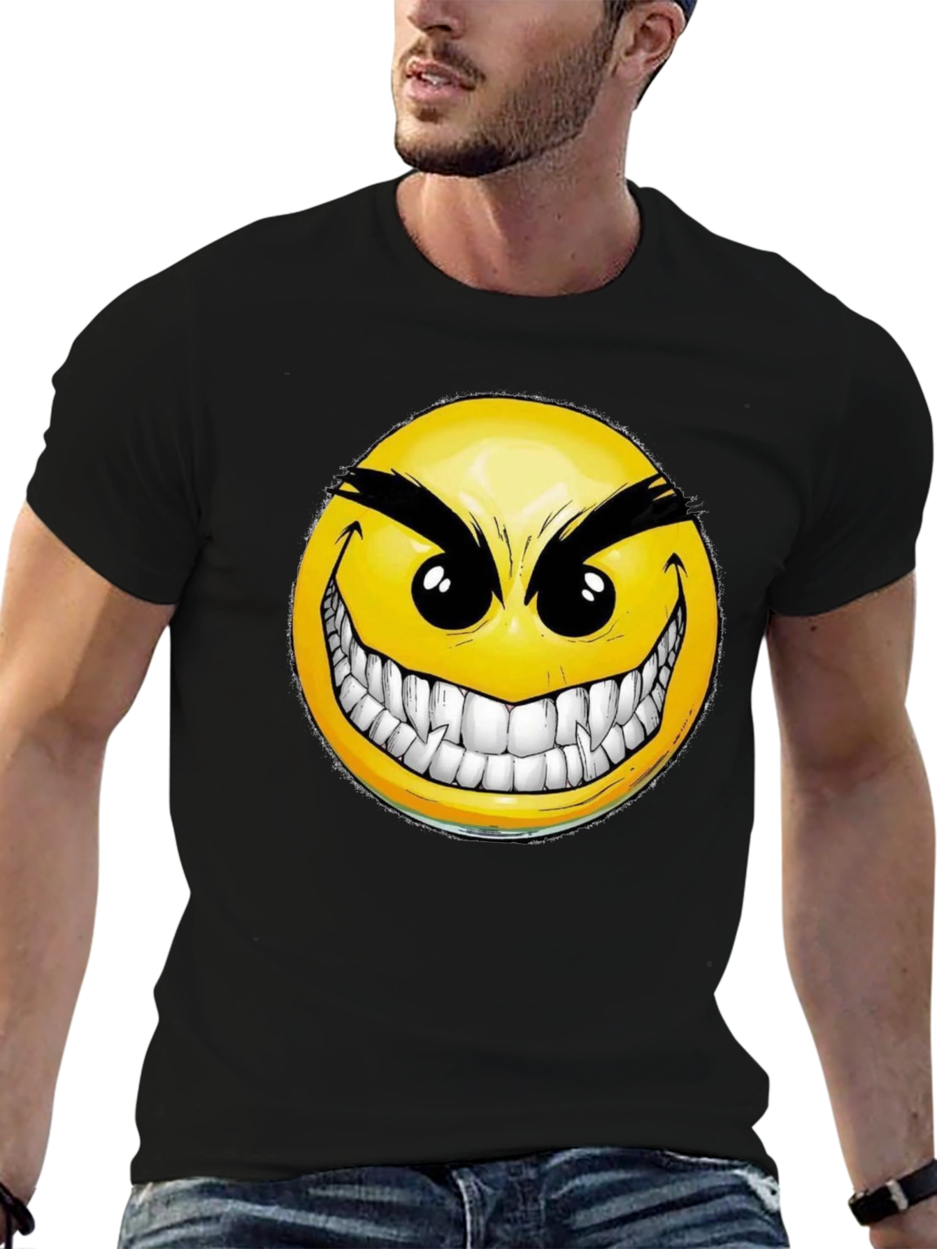 Evil Grin Smiley Face Graphic T-Shirt