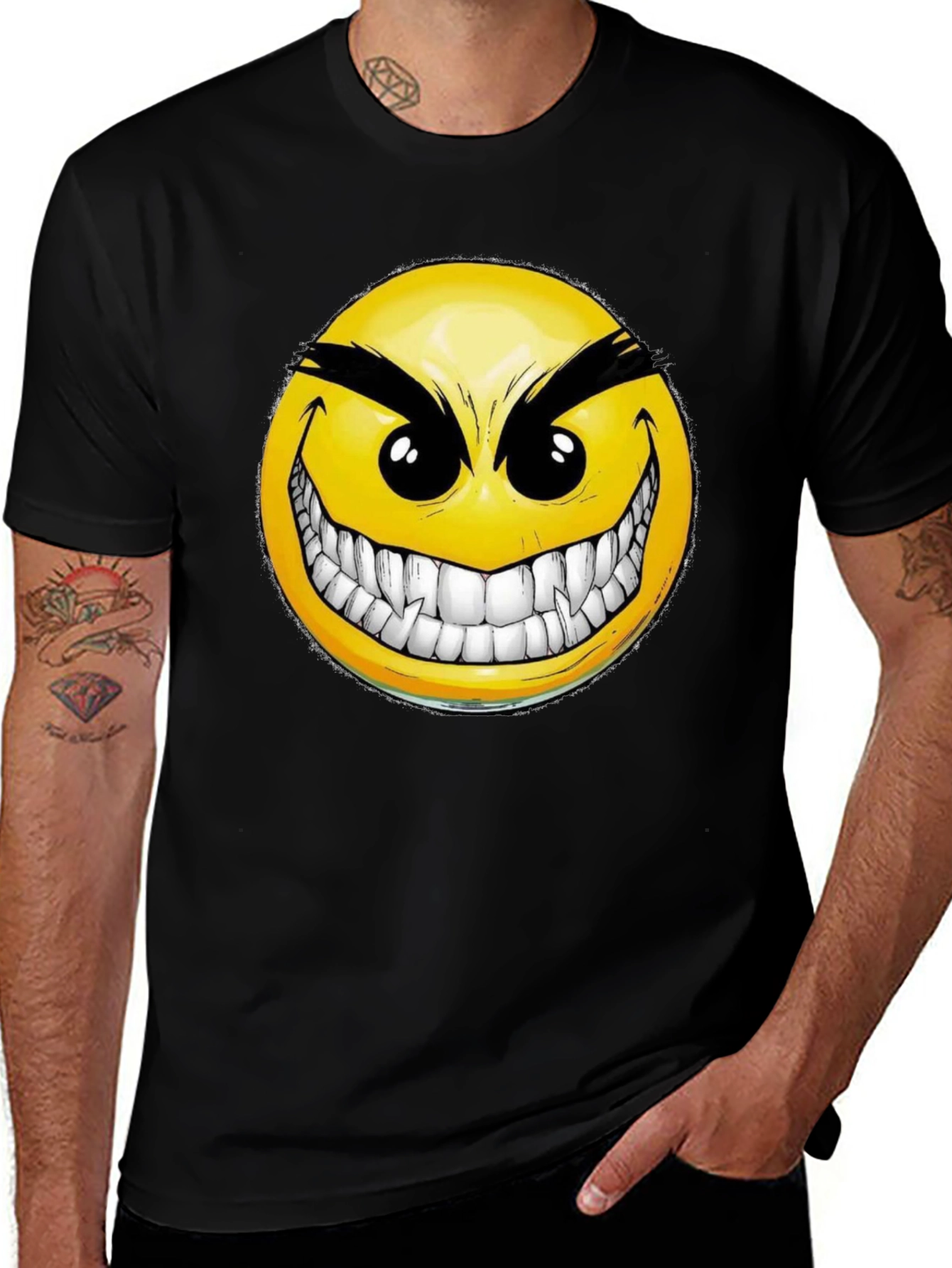 Evil Grin Smiley Face Graphic T-Shirt