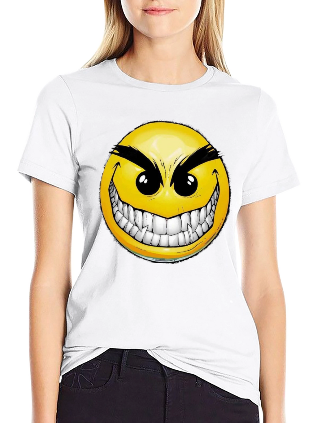 Evil Grin Smiley Face Graphic T-Shirt