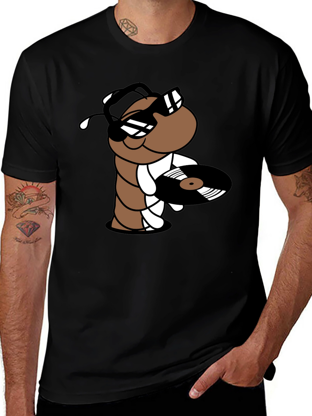 Cool DJ Worm Black T-Shirt