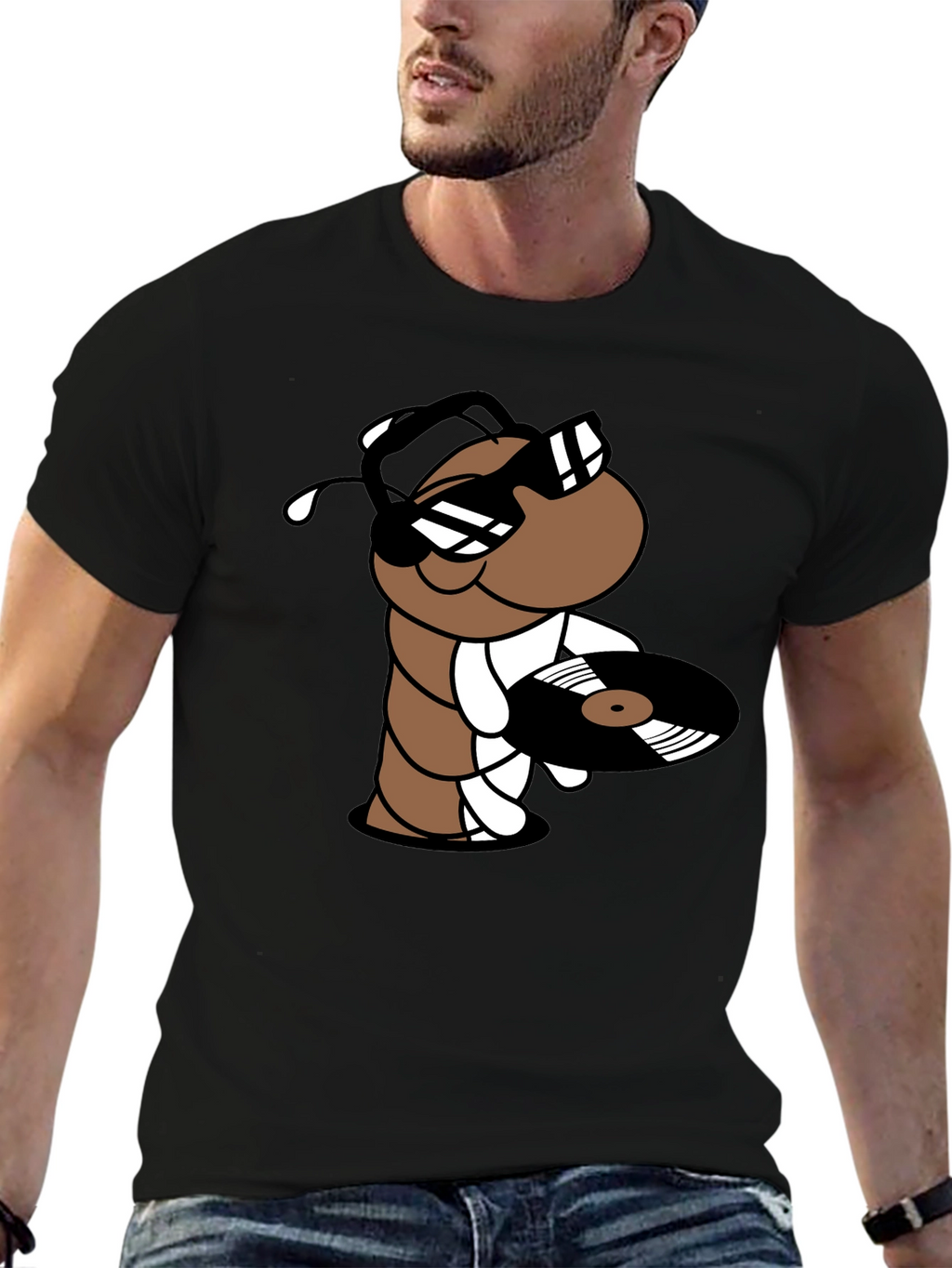 Cool DJ Worm Black T-Shirt