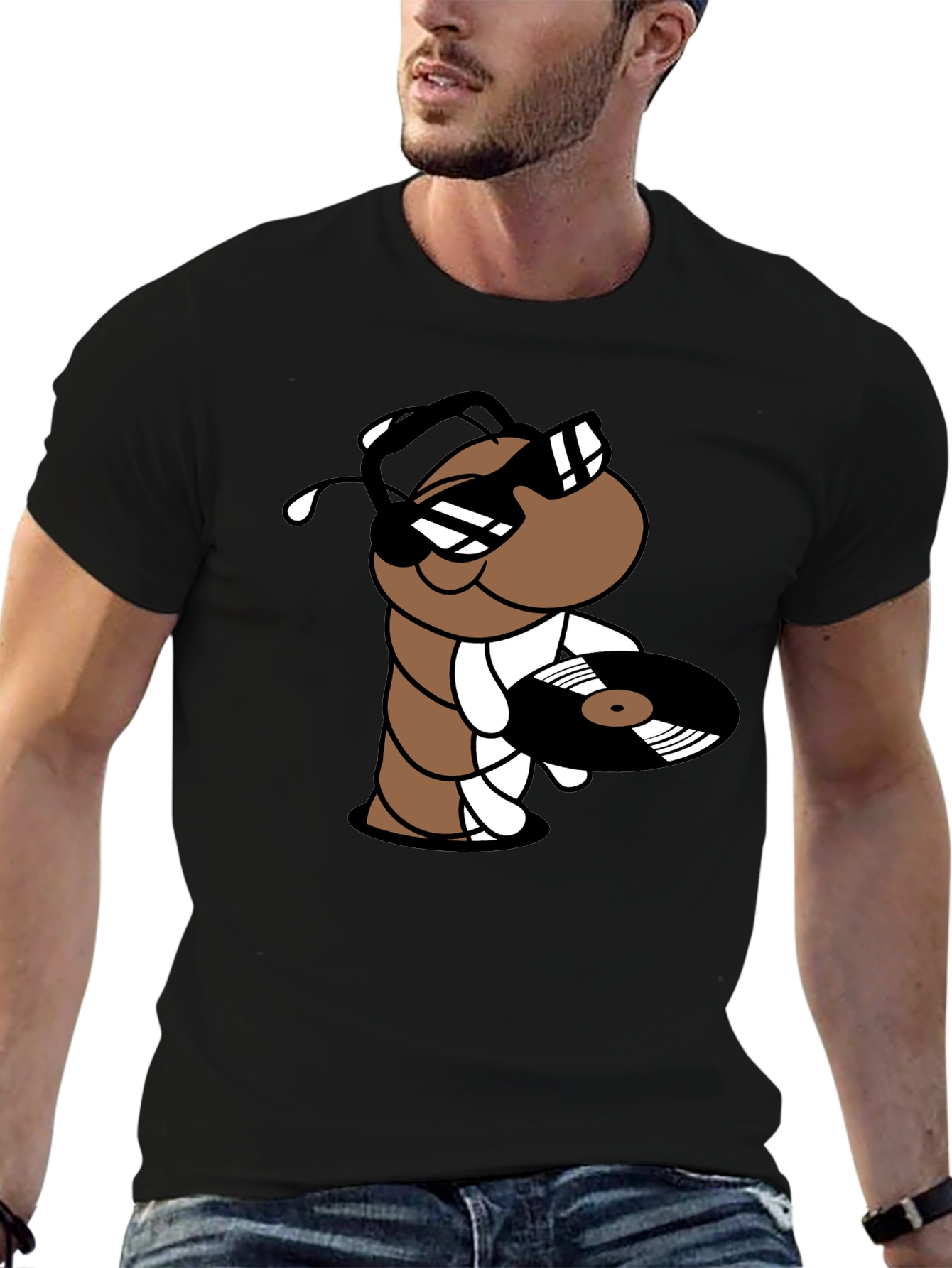 Cool DJ Worm Black T-Shirt