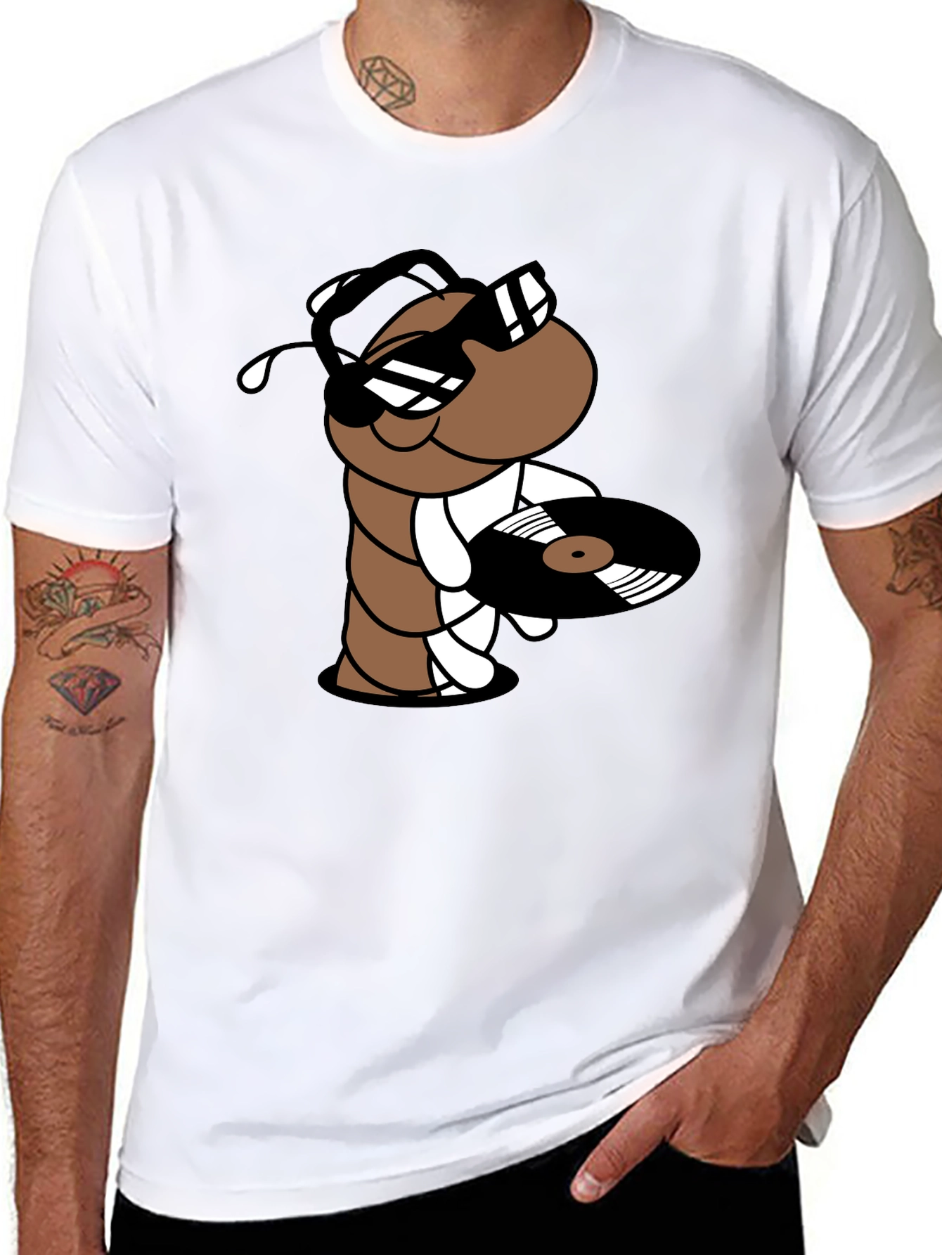 Cool DJ Worm Black T-Shirt