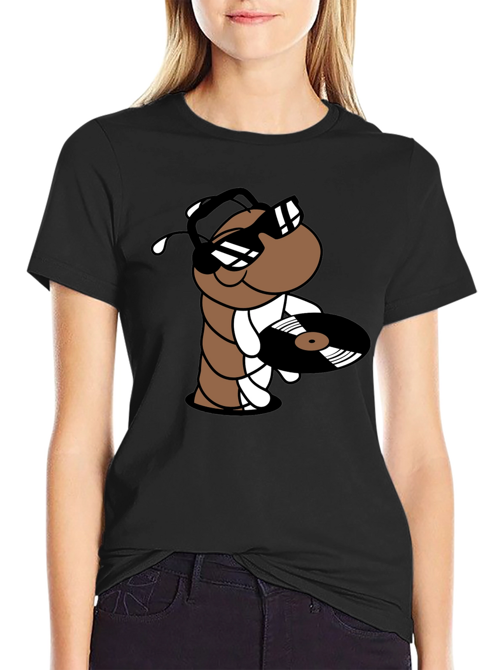 Cool DJ Worm Black T-Shirt