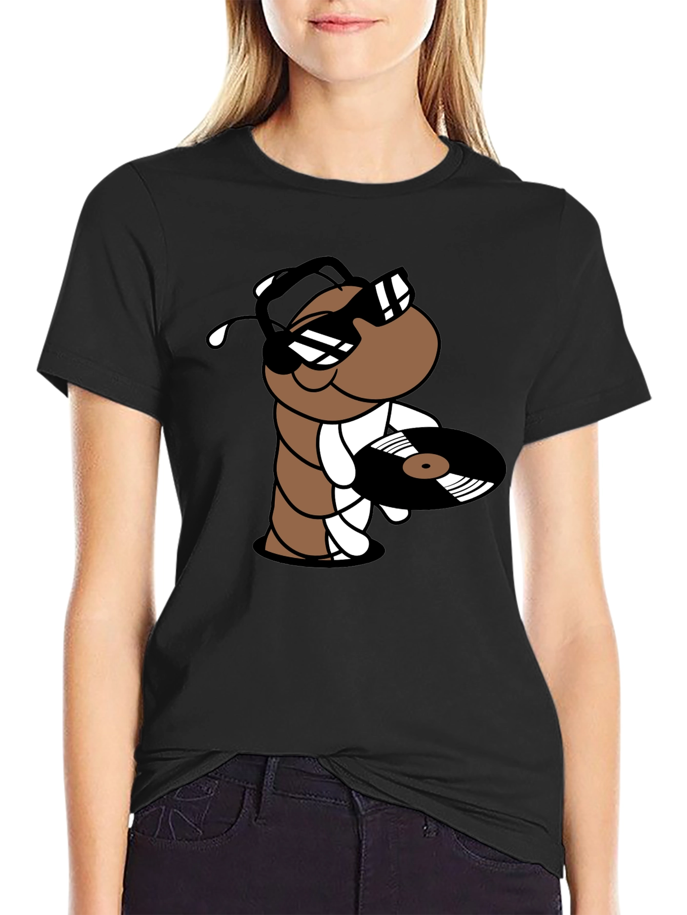 Cool DJ Worm Black T-Shirt