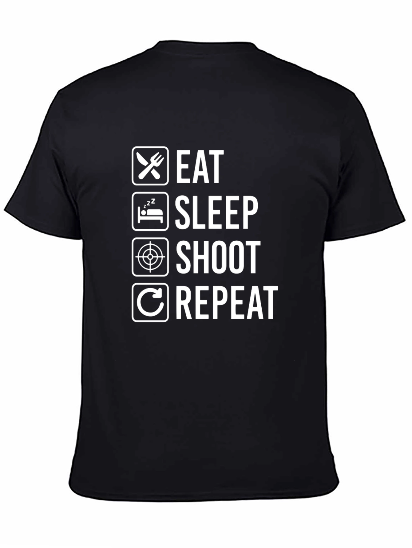 Eat Sleep Shoot Repeat Black Graphic Tee