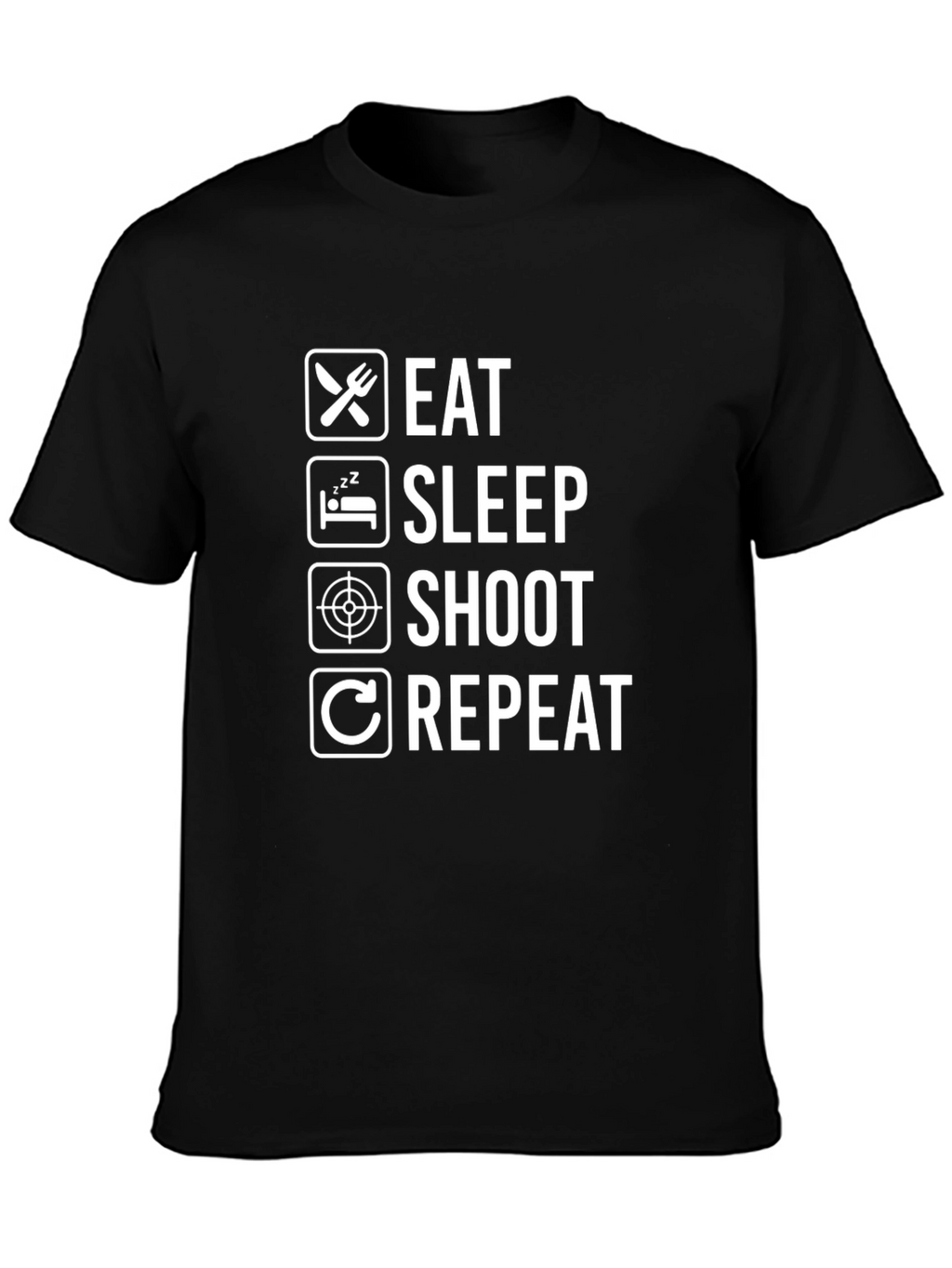 Eat Sleep Shoot Repeat Black Graphic Tee