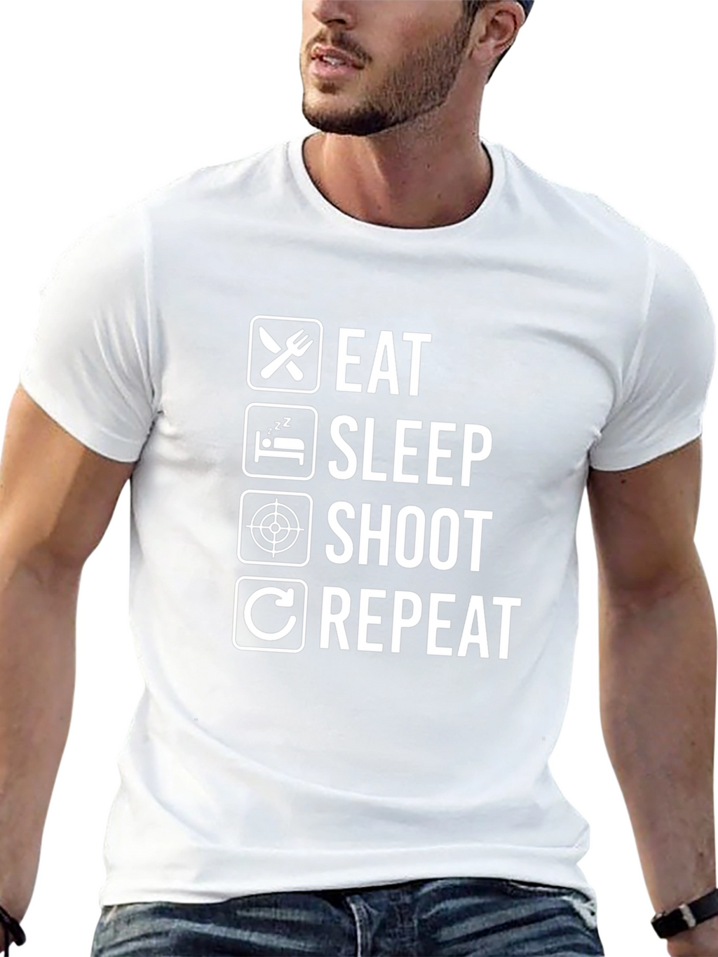 Eat Sleep Shoot Repeat Black Graphic Tee