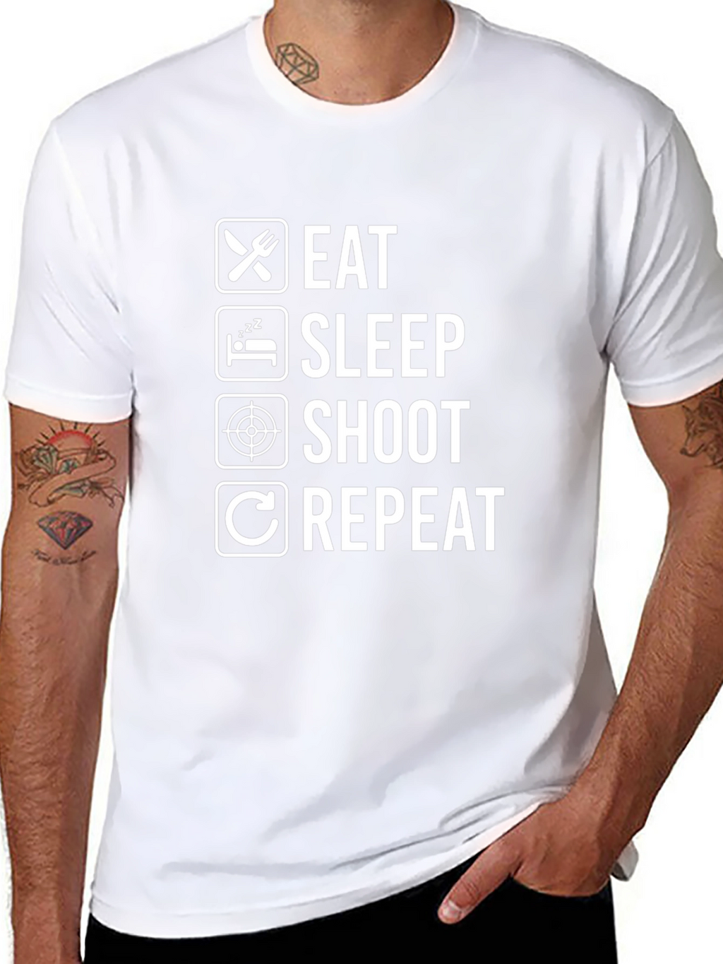 Eat Sleep Shoot Repeat Black Graphic Tee