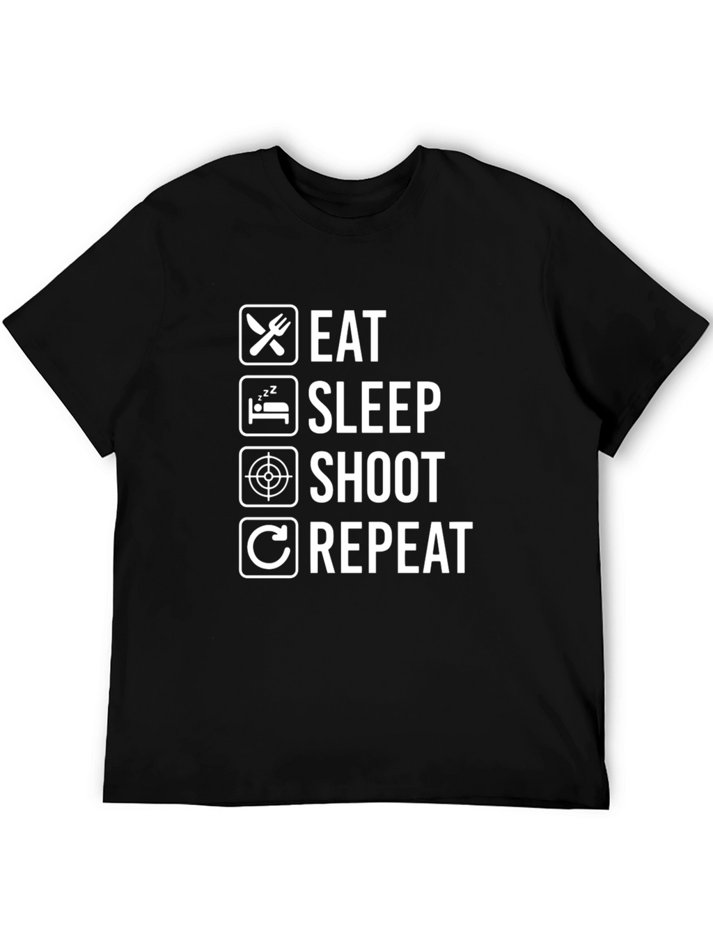 Eat Sleep Shoot Repeat Black Graphic Tee