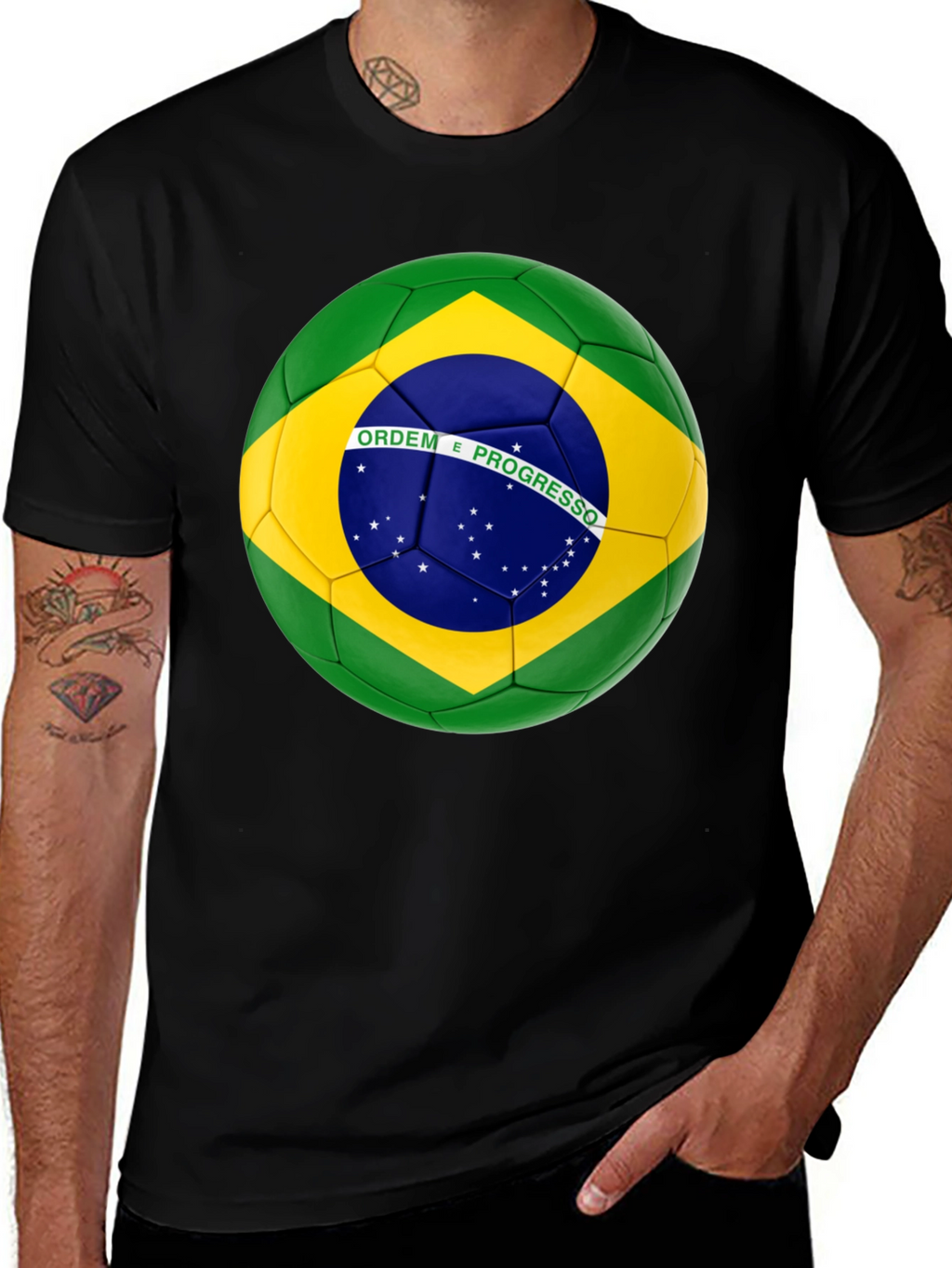 Brazil Flag Soccer Ball Graphic T-Shirt