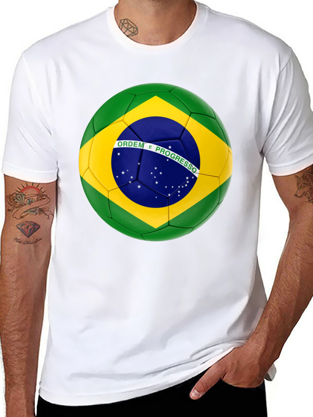 Brazil Flag Soccer Ball Graphic T-Shirt
