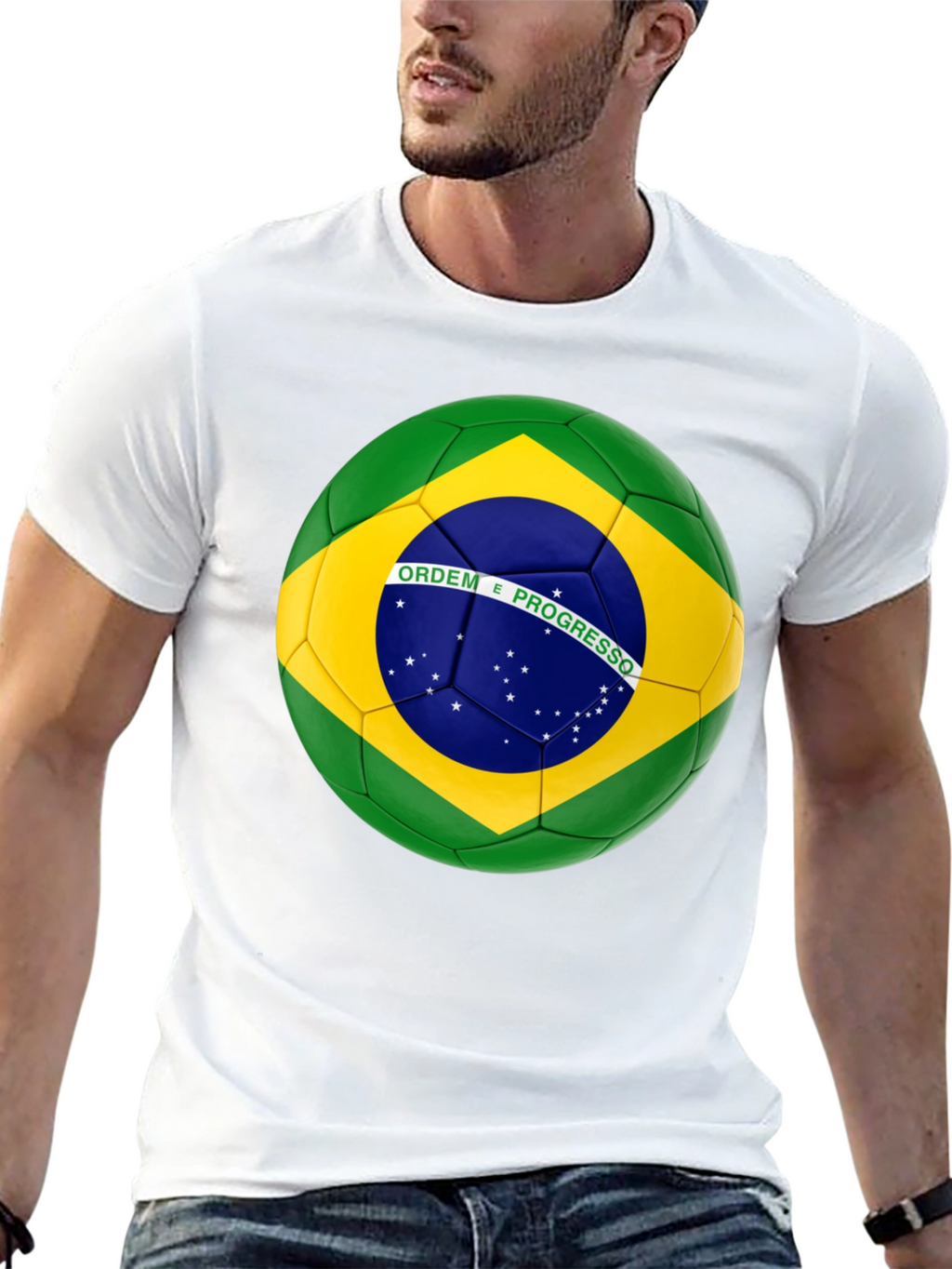 Brazil Flag Soccer Ball Graphic T-Shirt