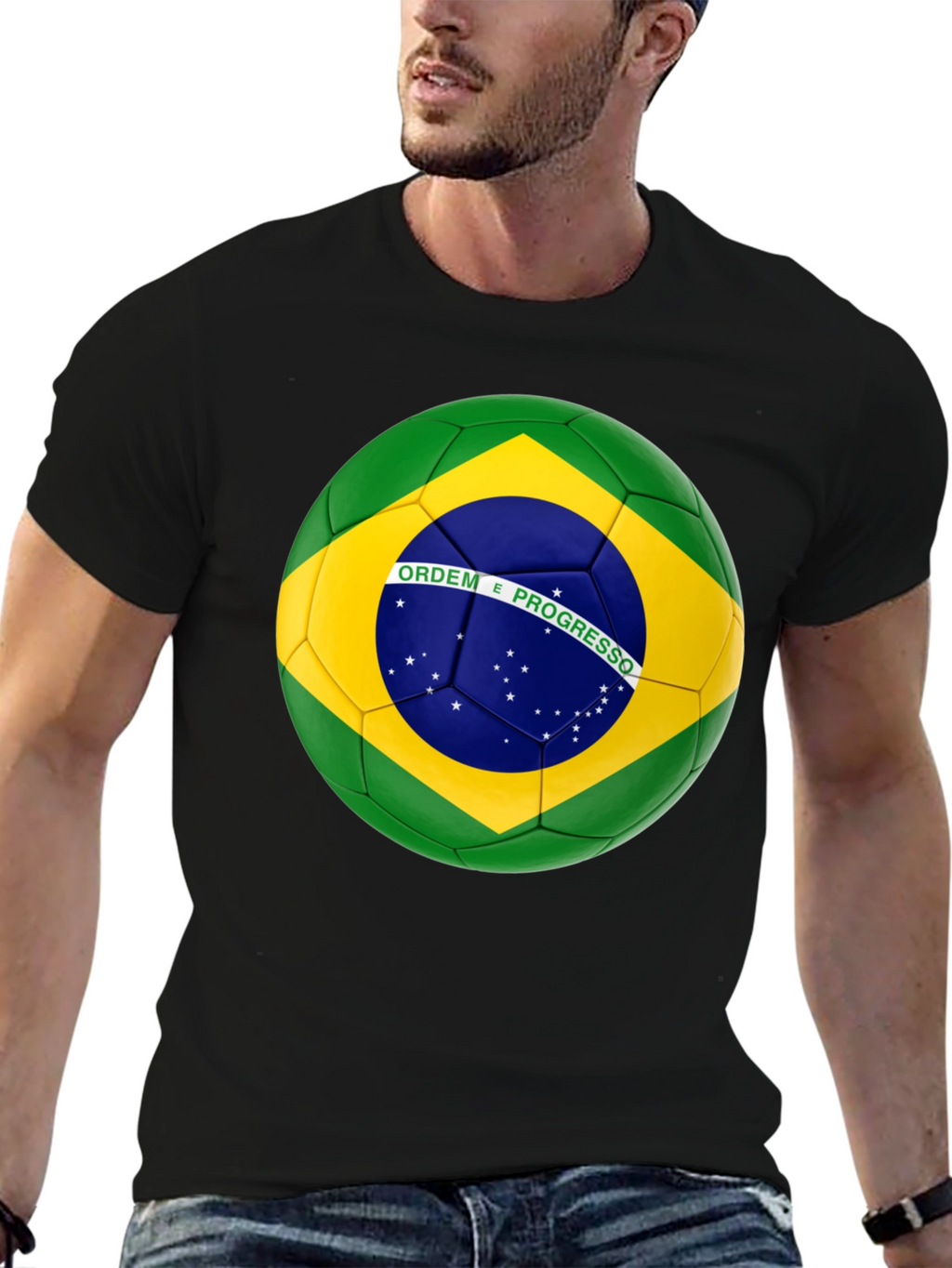Brazil Flag Soccer Ball Graphic T-Shirt
