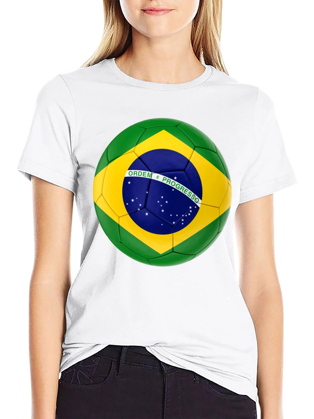Brazil Flag Soccer Ball Graphic T-Shirt