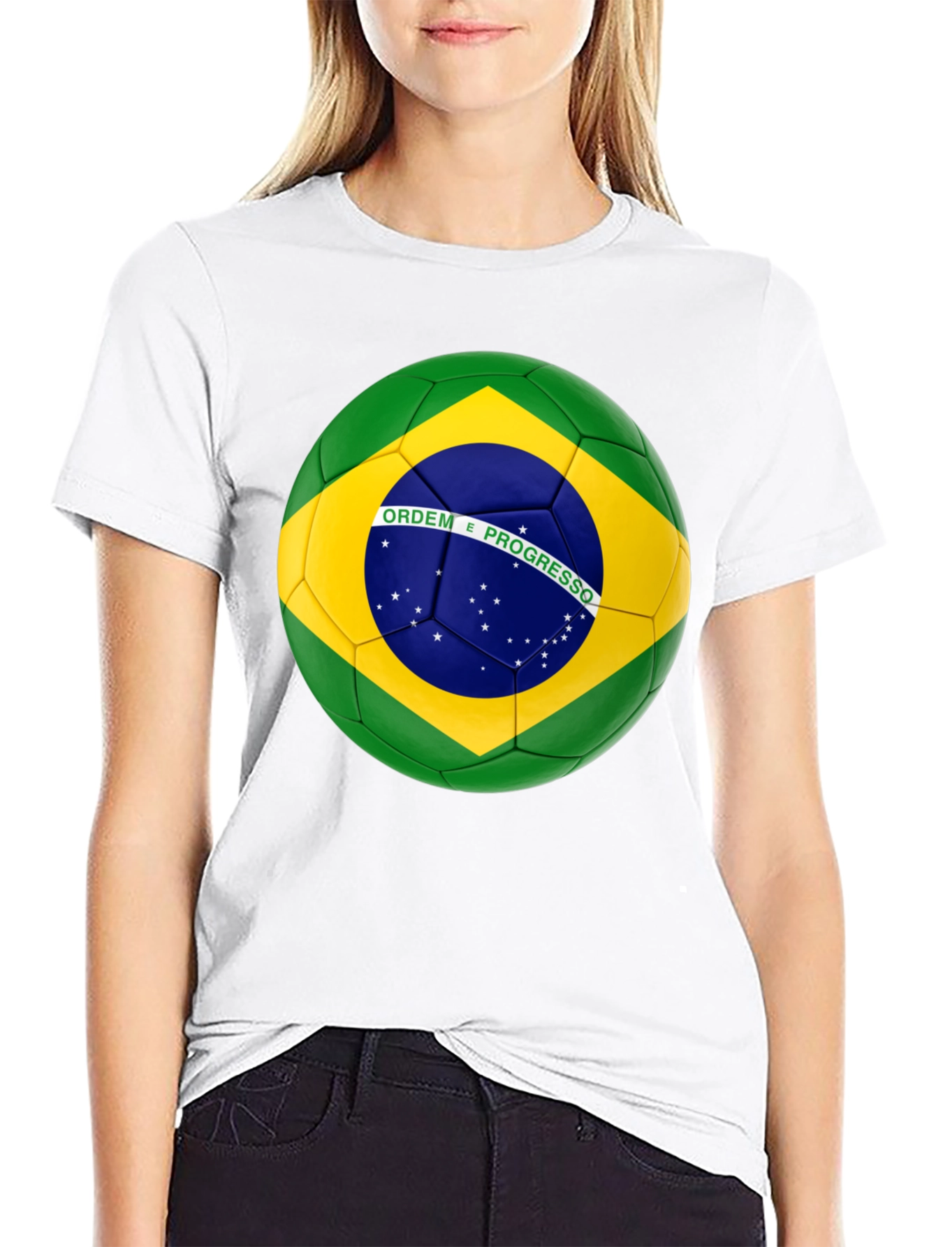 Brazil Flag Soccer Ball Graphic T-Shirt