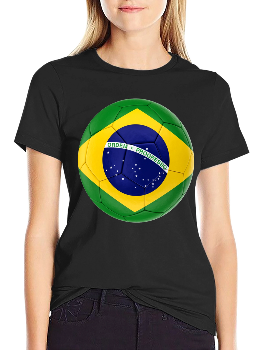 Brazil Flag Soccer Ball Graphic T-Shirt