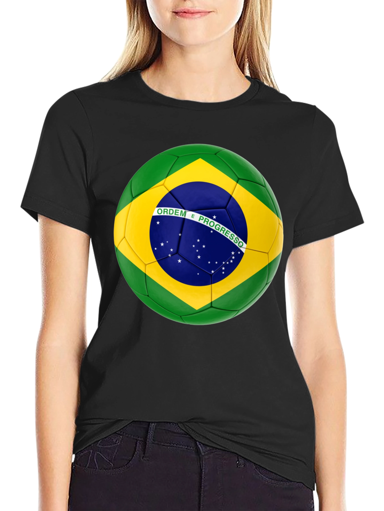 Brazil Flag Soccer Ball Graphic T-Shirt