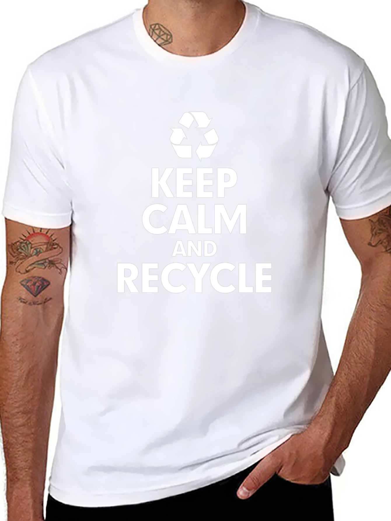 Keep Calm and Recycle Graphic Tee - Black Cotton T-Shirt