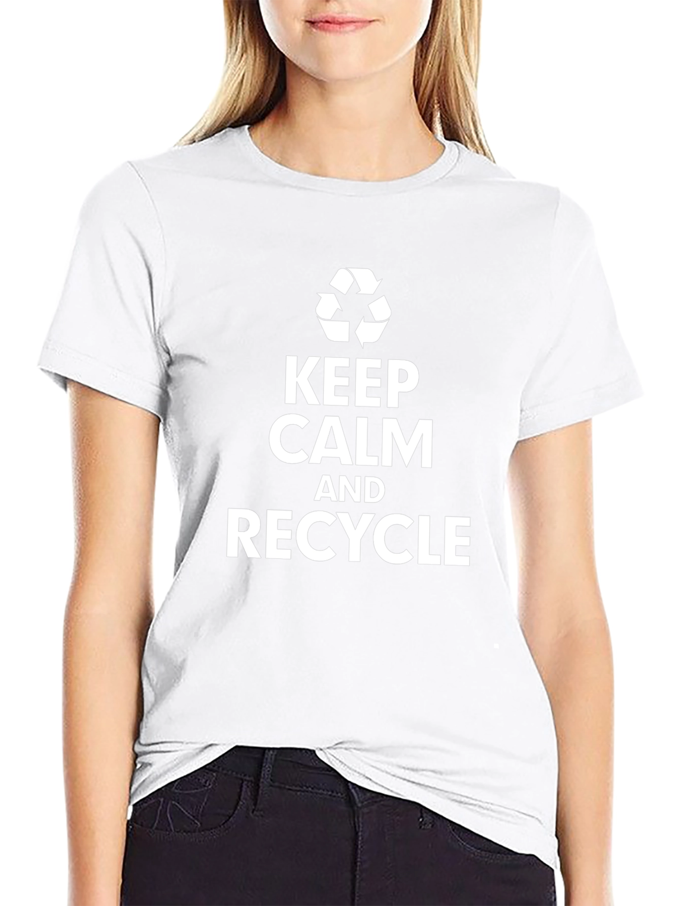 Keep Calm and Recycle Graphic Tee - Black Cotton T-Shirt