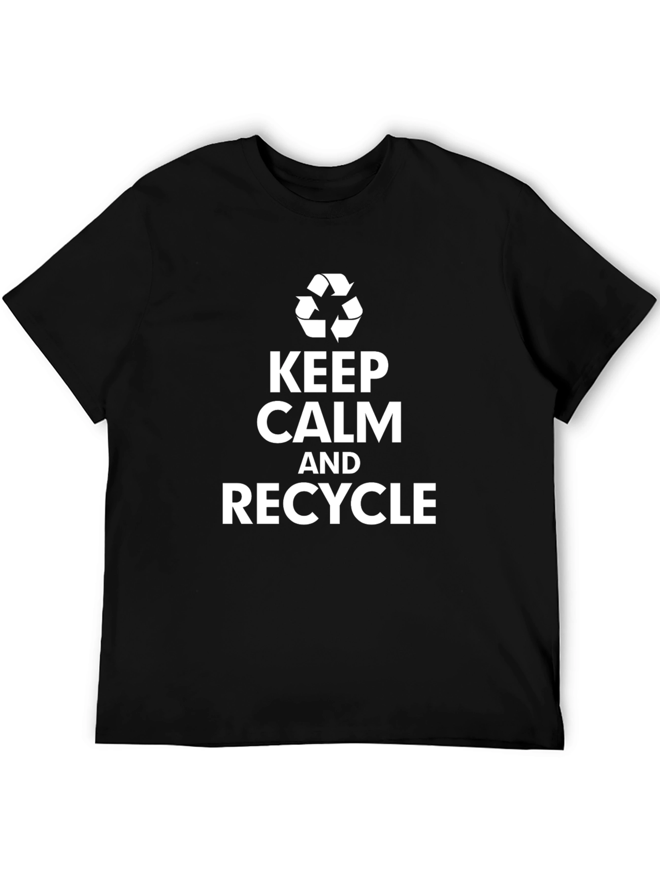 Keep Calm and Recycle Graphic Tee - Black Cotton T-Shirt