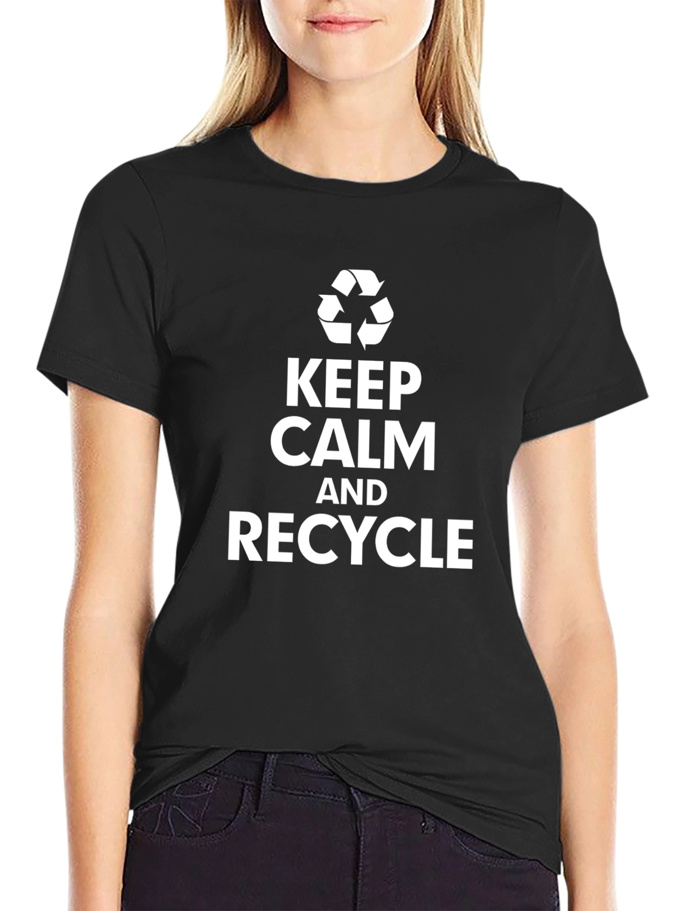 Keep Calm and Recycle Graphic Tee - Black Cotton T-Shirt