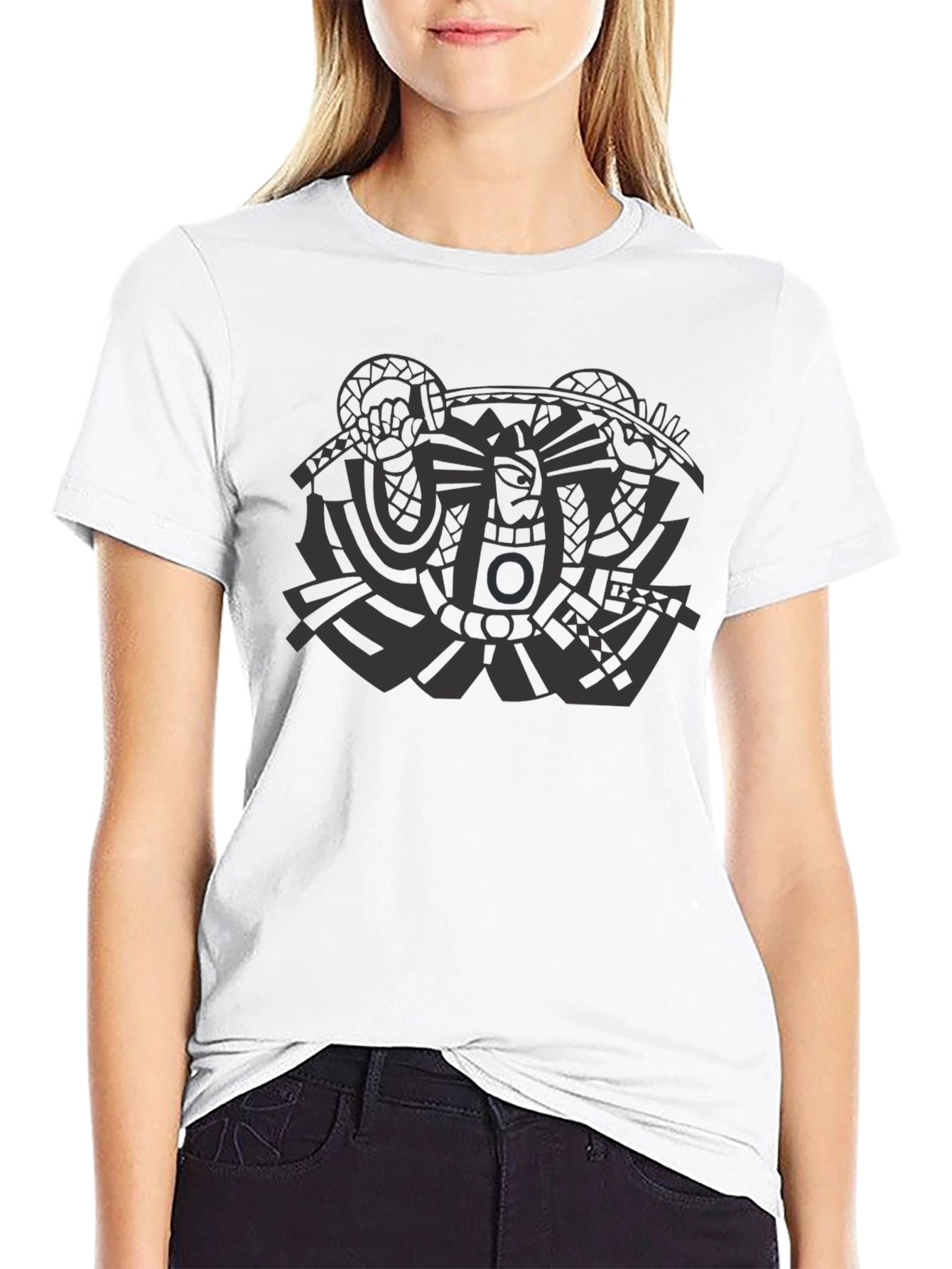 Aztec Print Black Tee