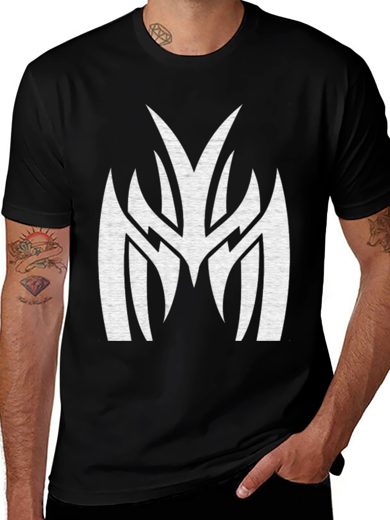 Mens Black Graphic Tee - Tribal M Design