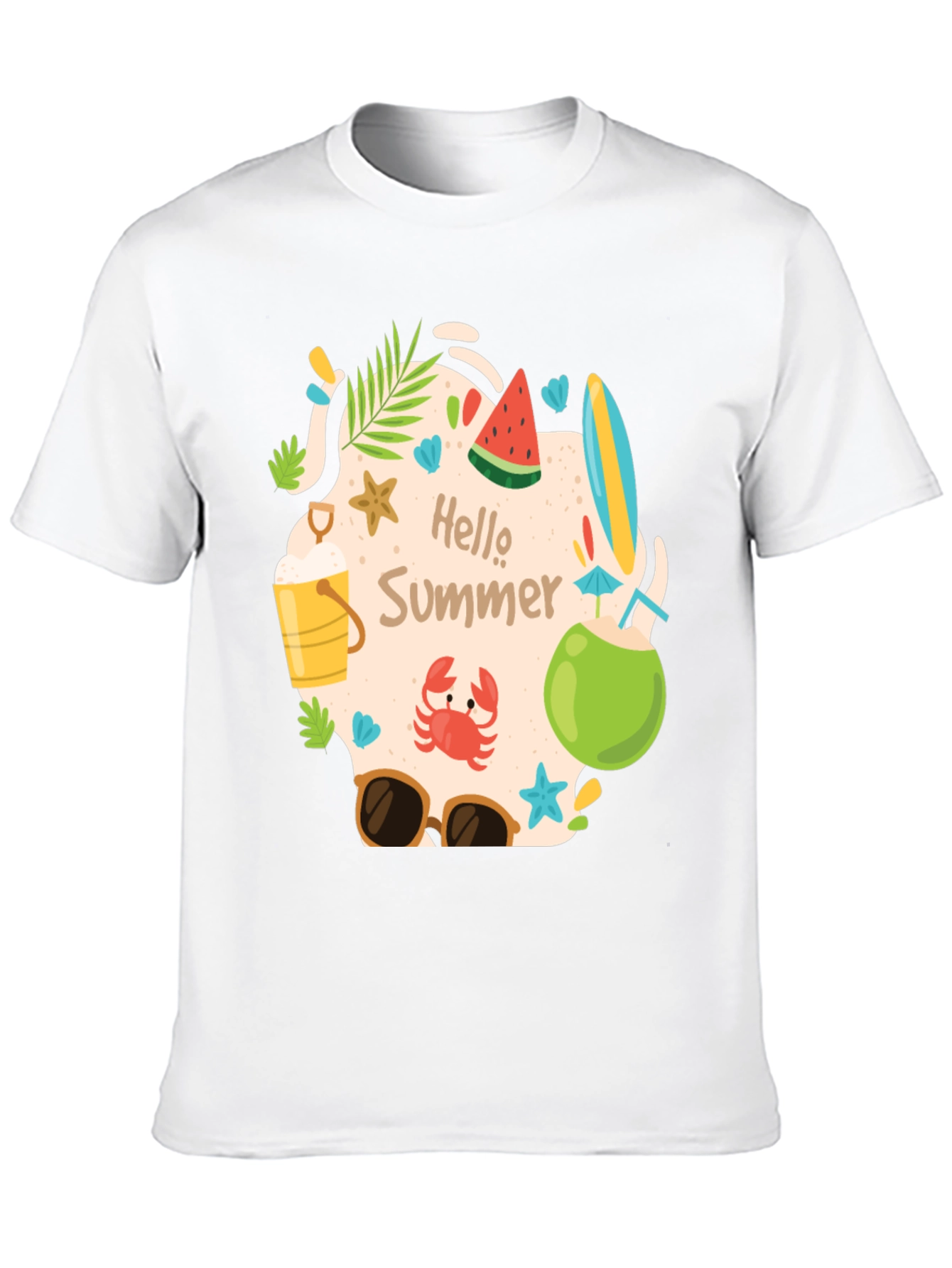 Hello Summer Graphic Tee - Mens Casual T-Shirt
