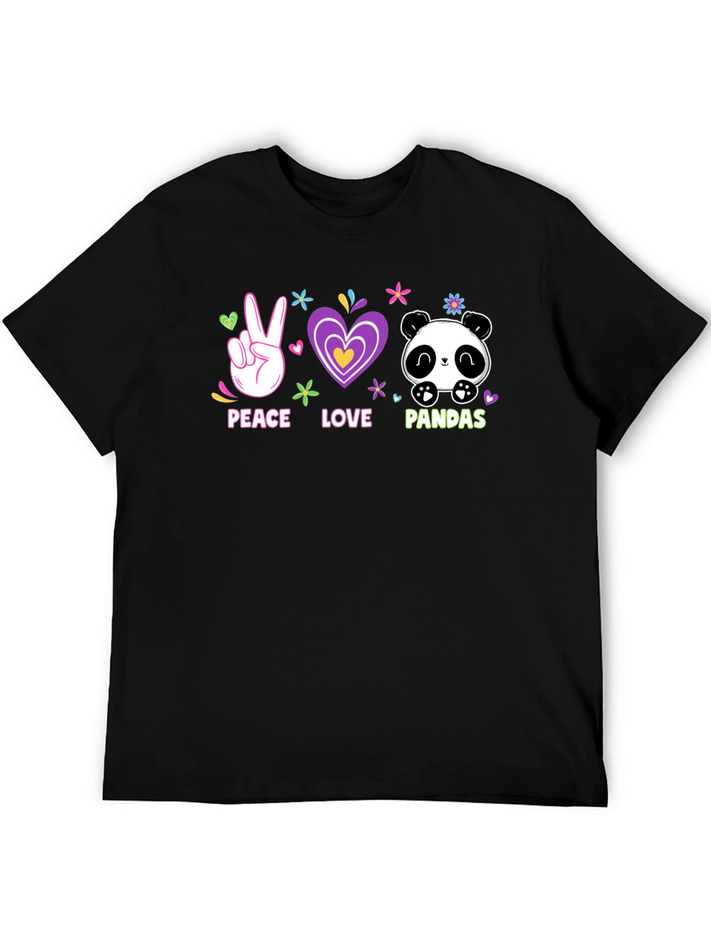 Peace Love Pandas T-Shirt Cute Graphic Tee