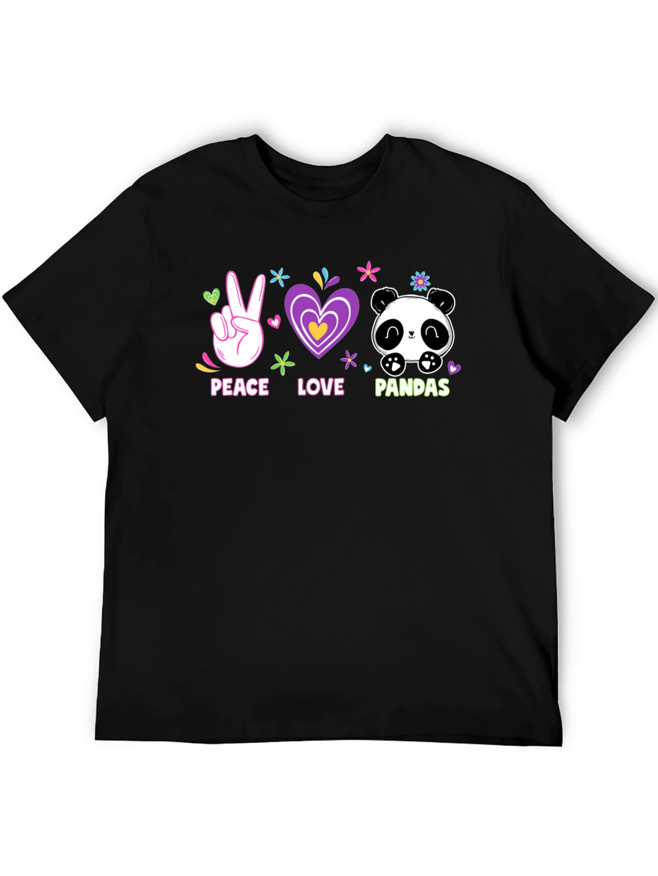 Peace Love Pandas T-Shirt Cute Graphic Tee