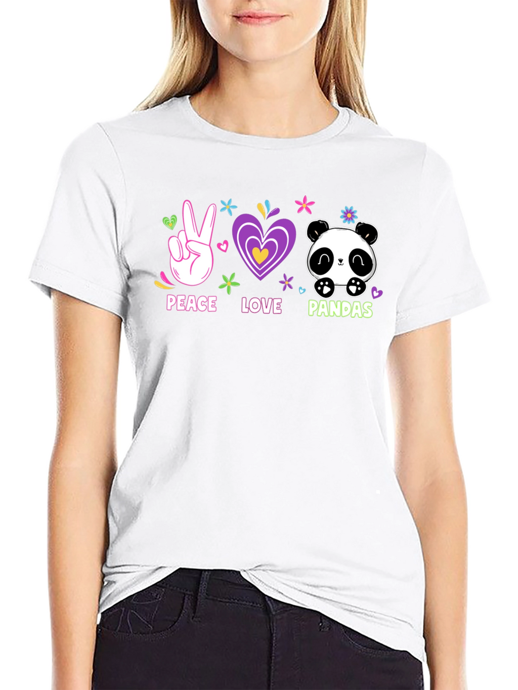 Peace Love Pandas T-Shirt Cute Graphic Tee