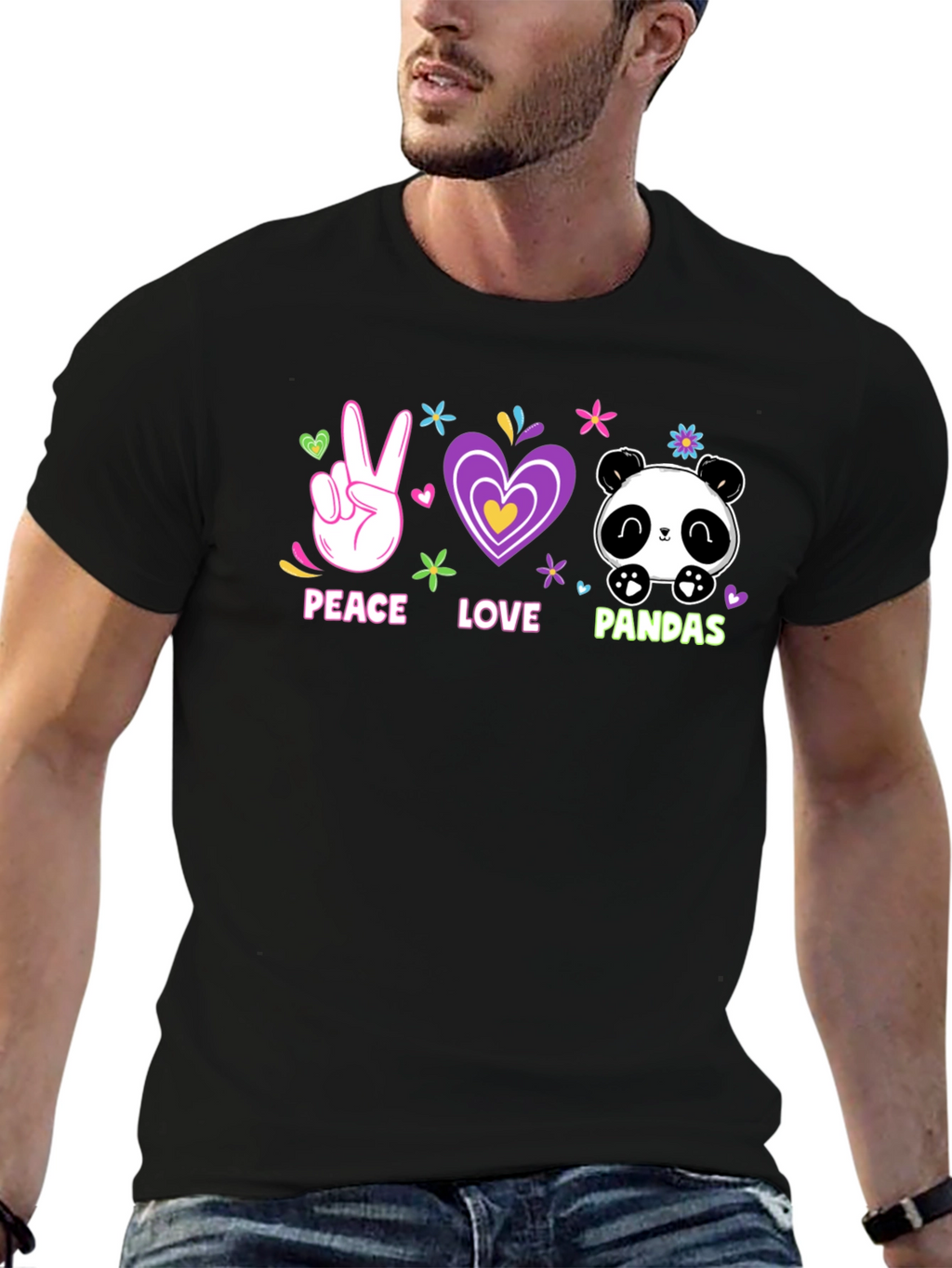 Peace Love Pandas T-Shirt Cute Graphic Tee