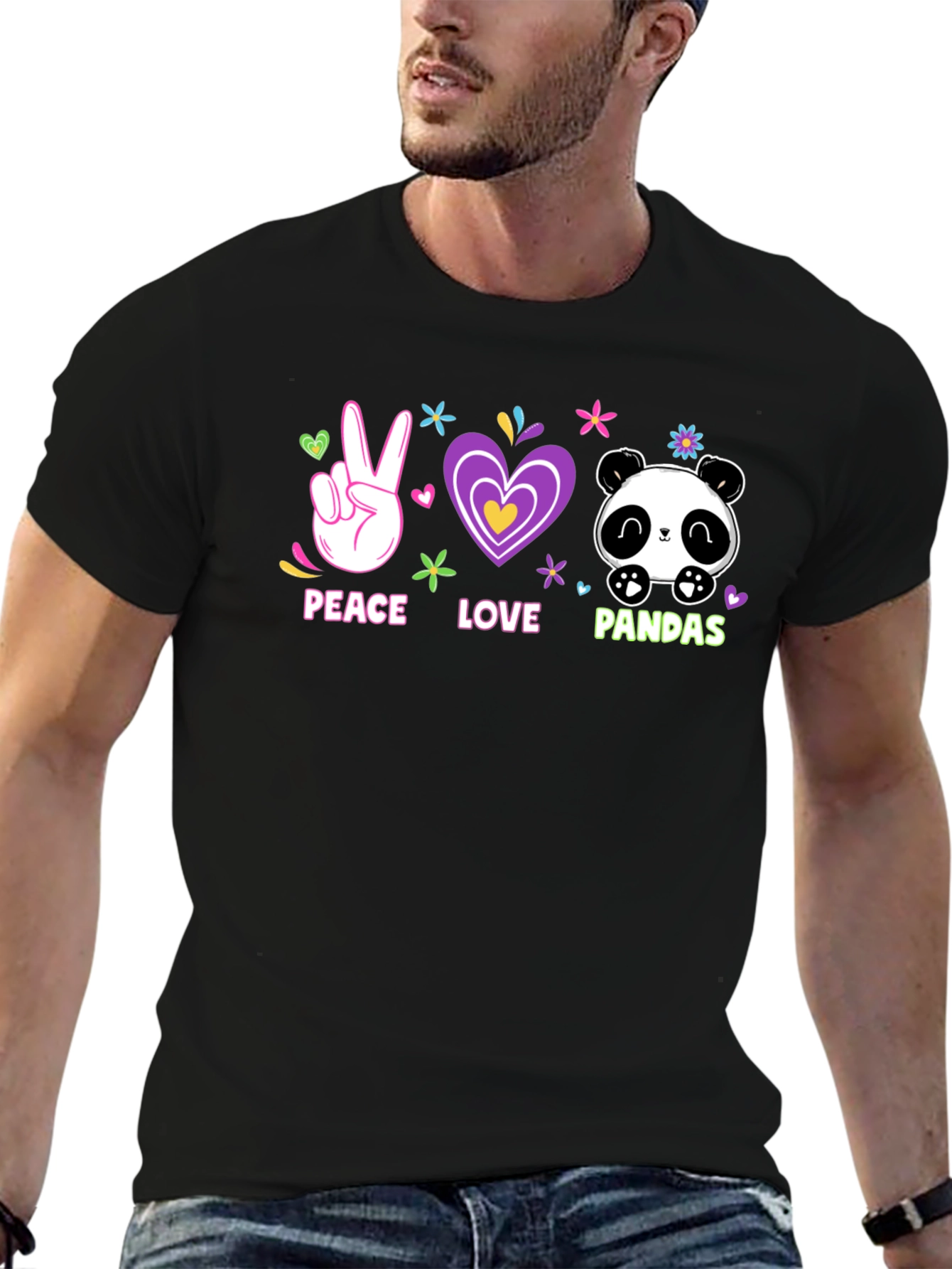 Peace Love Pandas T-Shirt Cute Graphic Tee