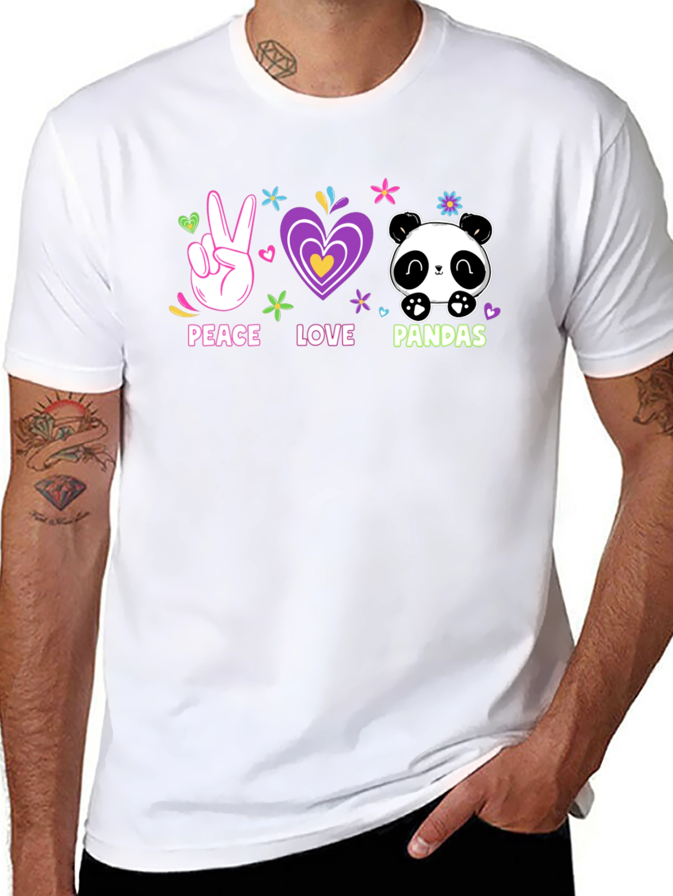 Peace Love Pandas T-Shirt Cute Graphic Tee