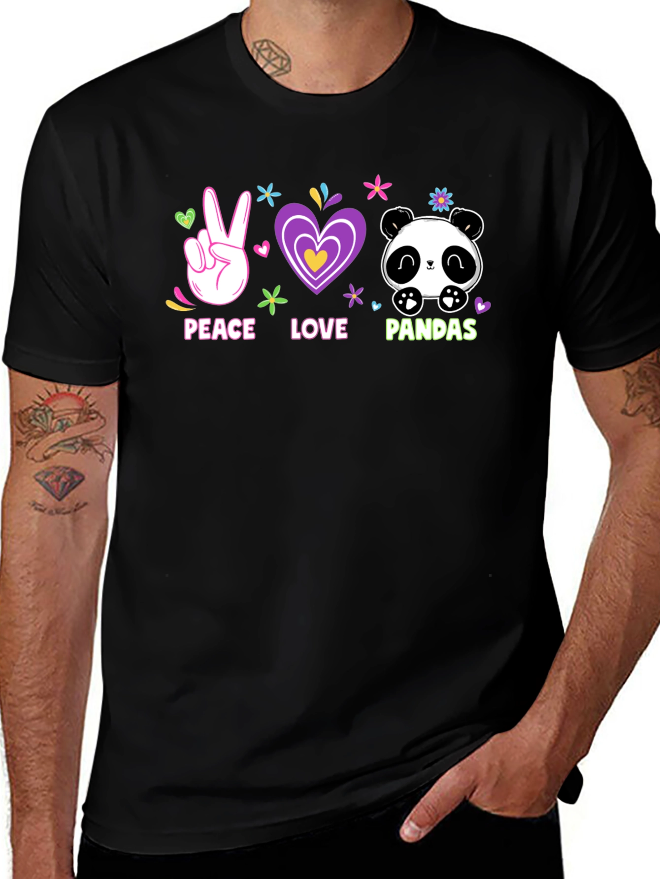 Peace Love Pandas T-Shirt Cute Graphic Tee