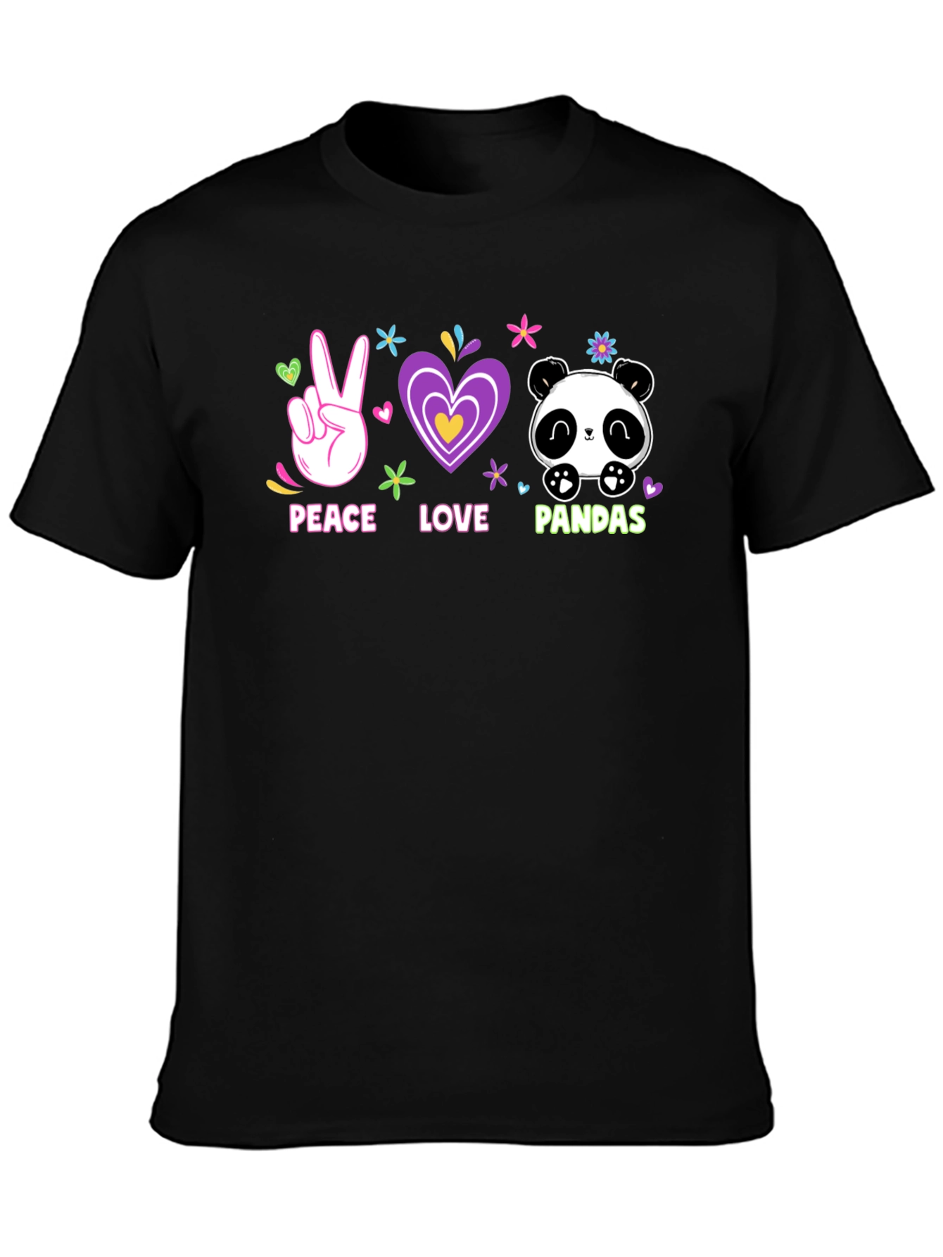 Peace Love Pandas T-Shirt Cute Graphic Tee