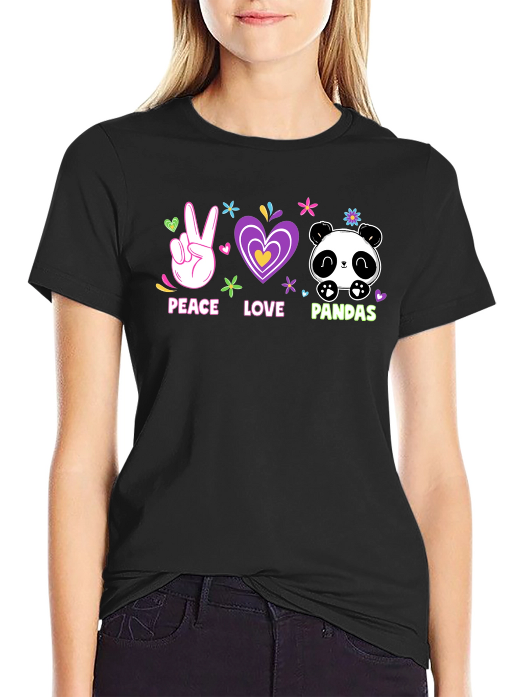 Peace Love Pandas T-Shirt Cute Graphic Tee