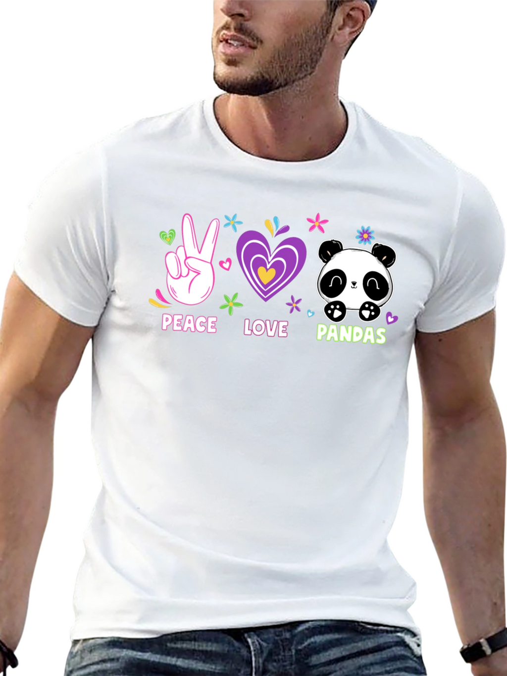 Peace Love Pandas T-Shirt Cute Graphic Tee