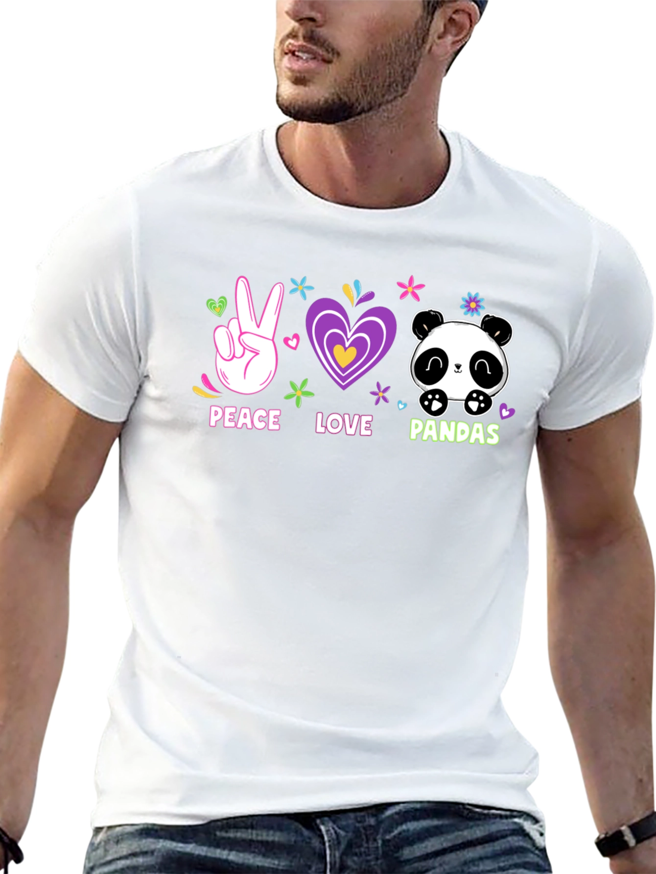 Peace Love Pandas T-Shirt Cute Graphic Tee