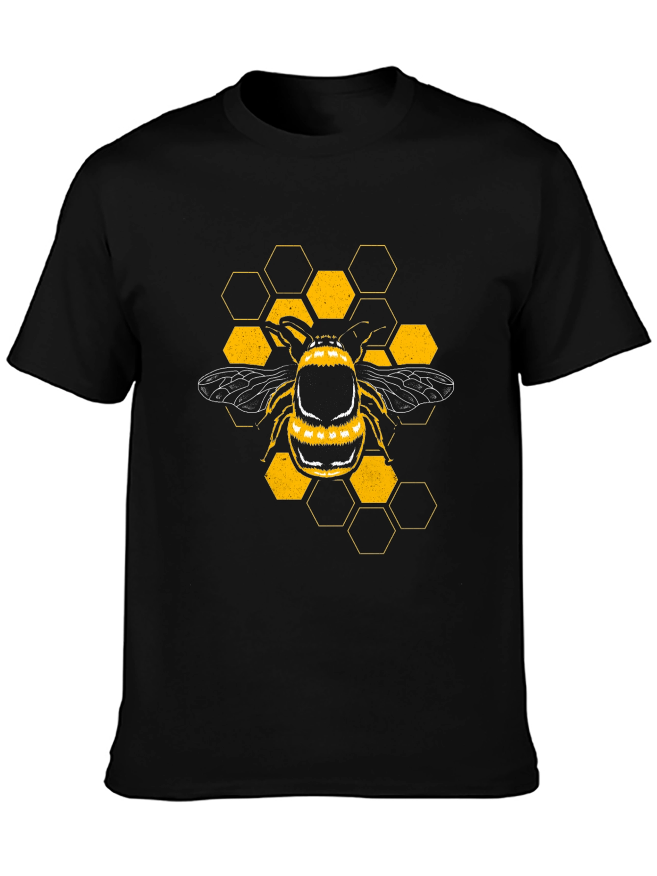 Bee Honeycomb Graphic T-Shirt - Black