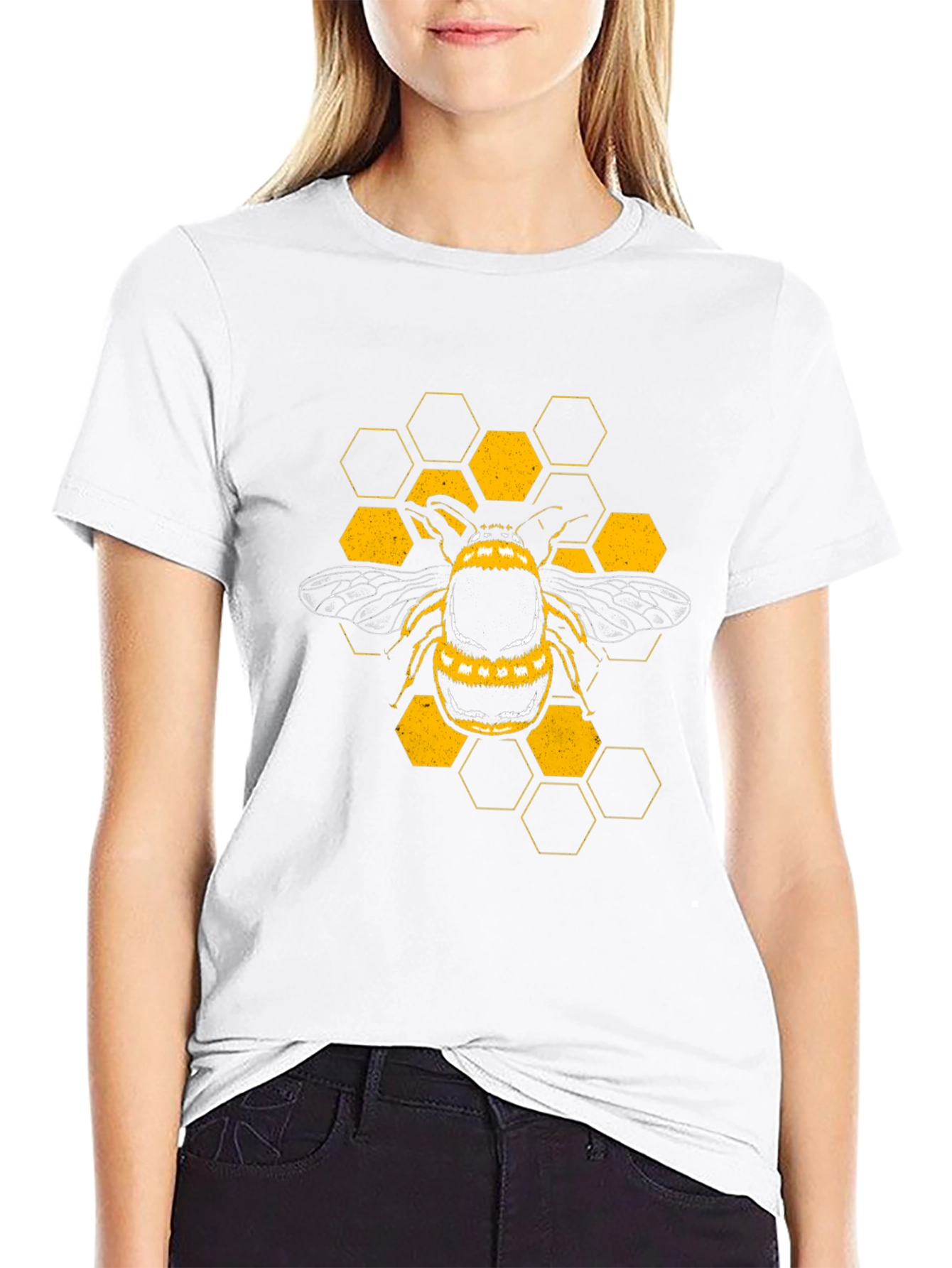 Bee Honeycomb Graphic T-Shirt - Black