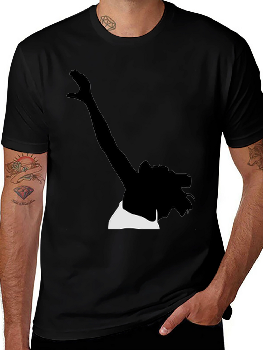 Silhouette Graphic Tee - Stylish Black Cotton T-Shirt