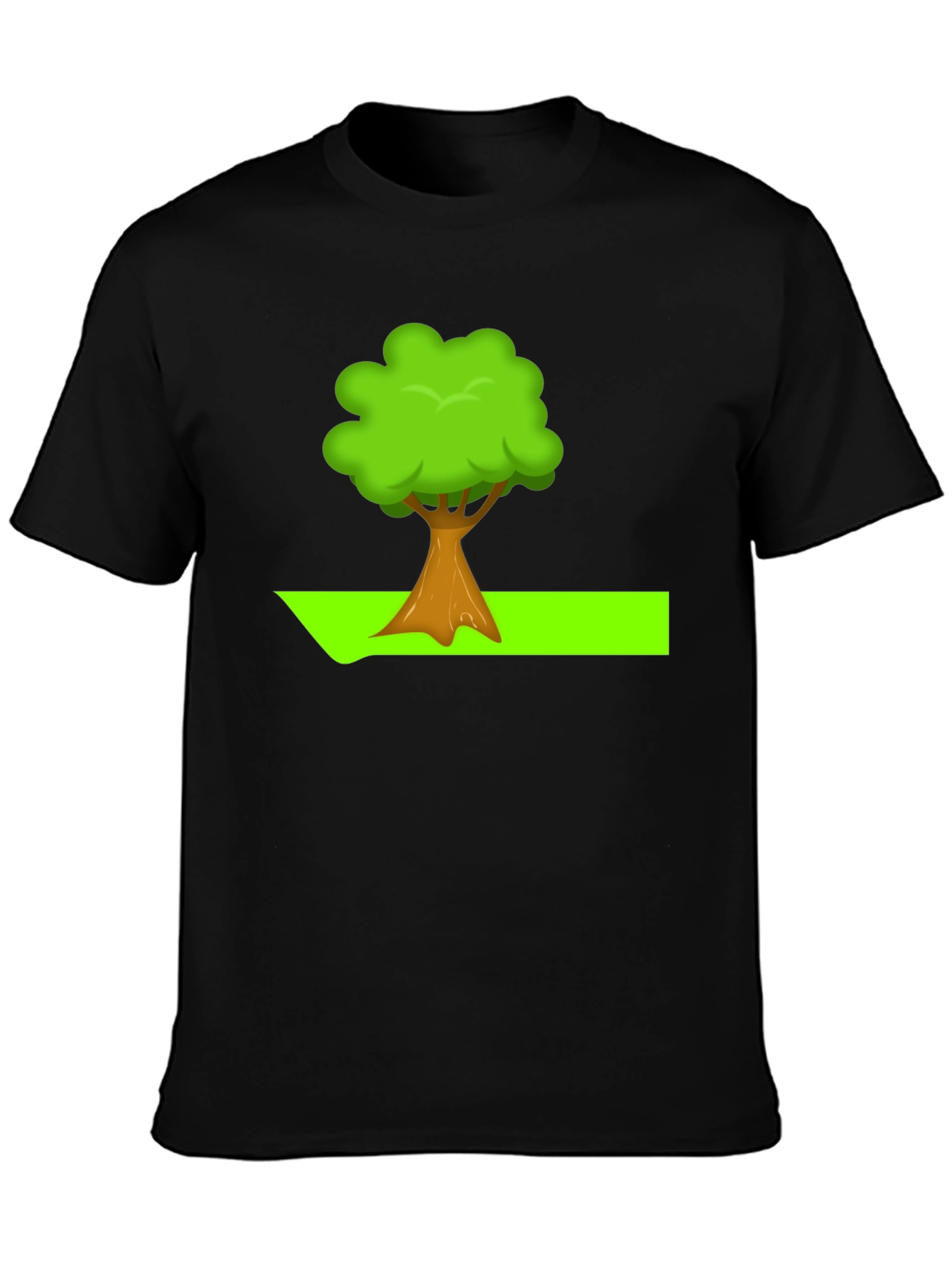 Cartoon Tree Graphic Tee - Nature Lovers Black T-Shirt