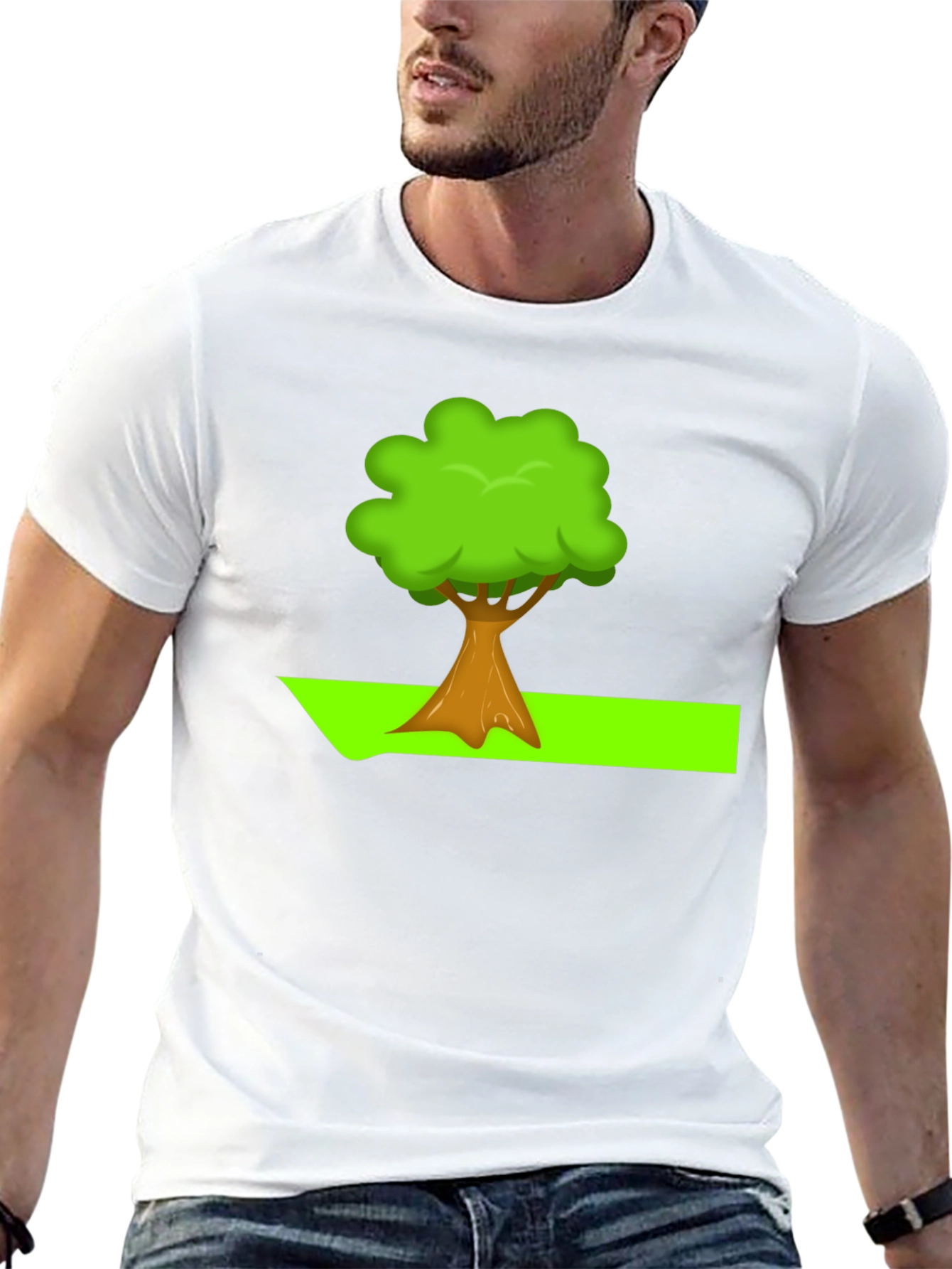 Cartoon Tree Graphic Tee - Nature Lovers Black T-Shirt