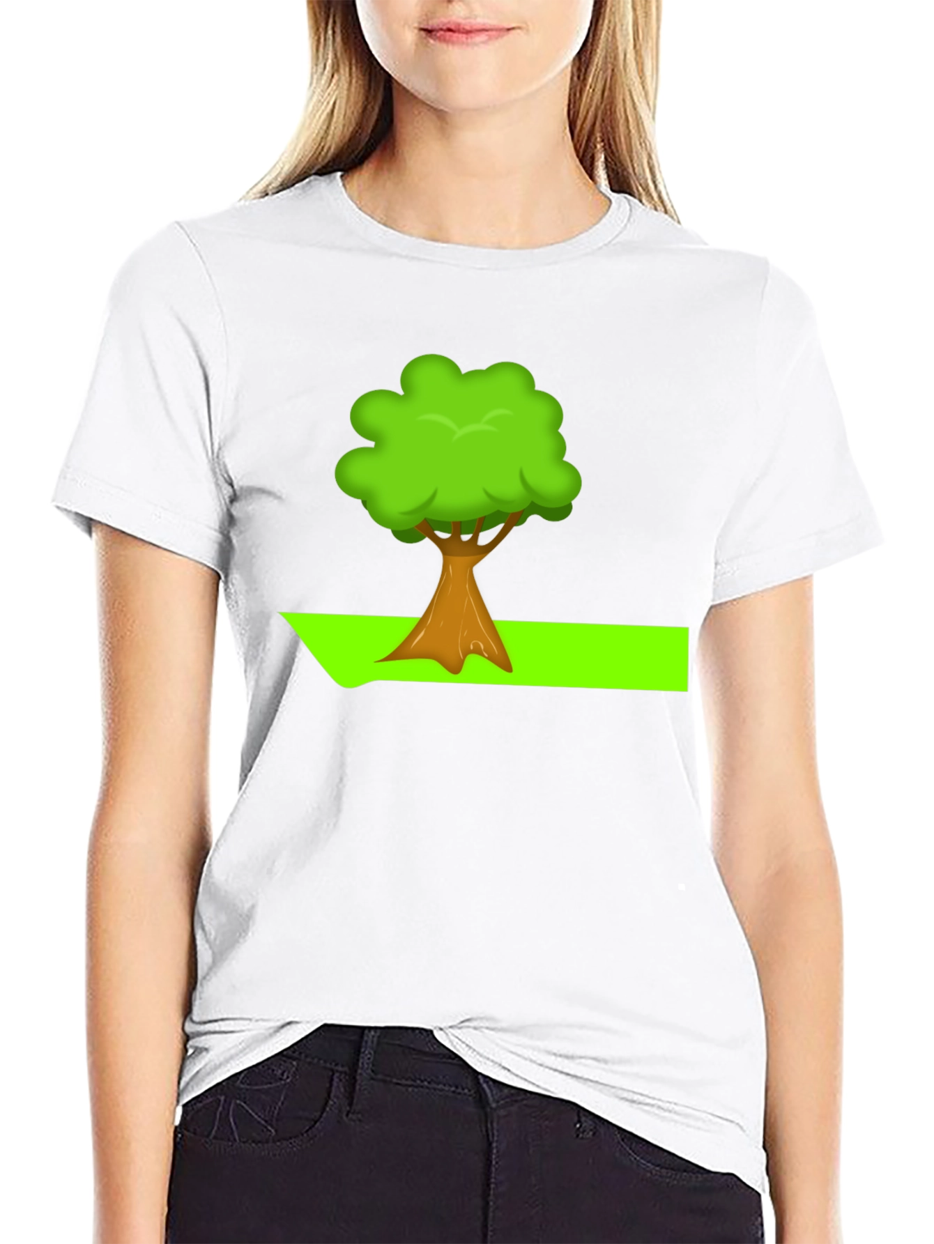 Cartoon Tree Graphic Tee - Nature Lovers Black T-Shirt