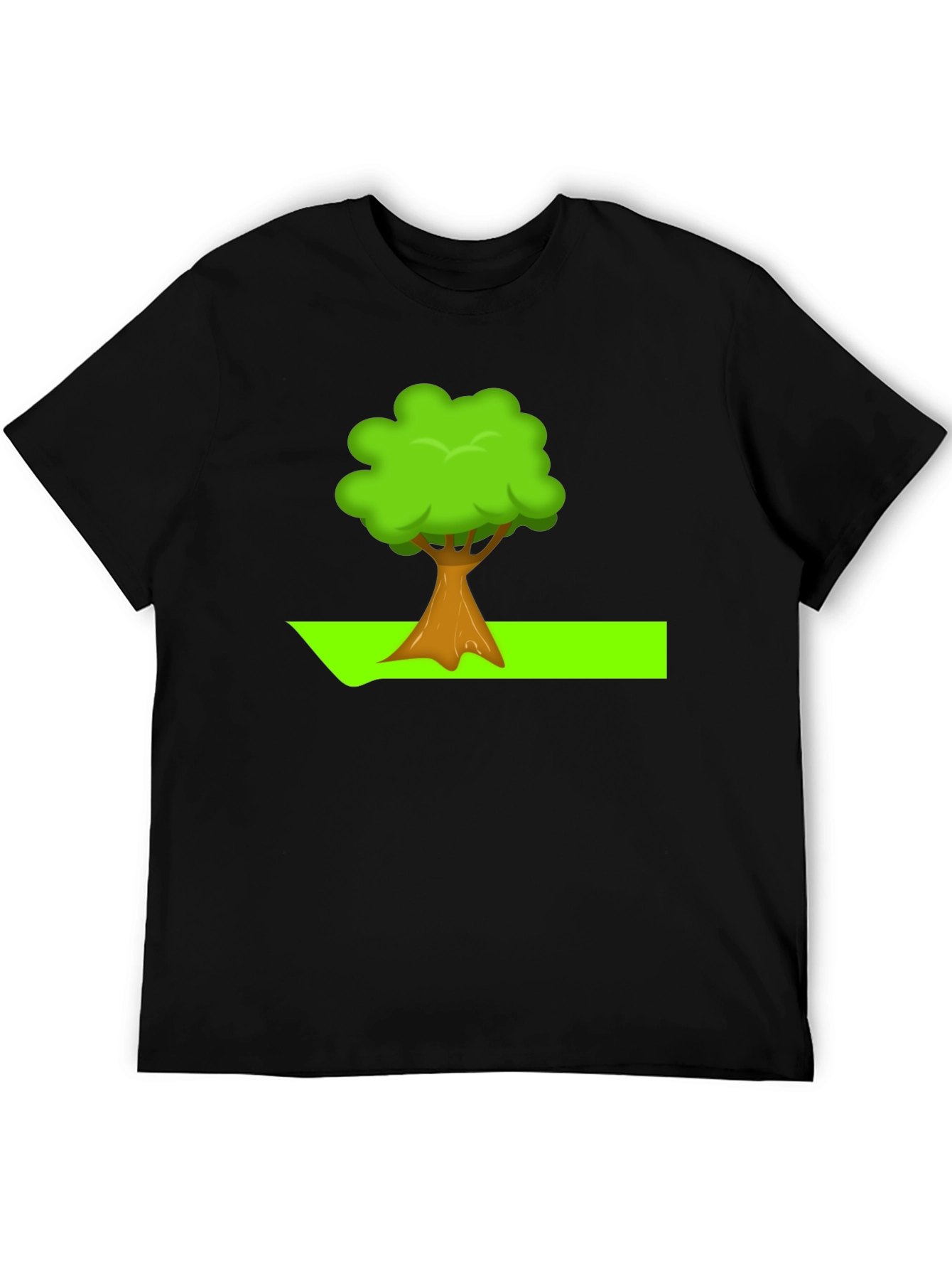 Cartoon Tree Graphic Tee - Nature Lovers Black T-Shirt