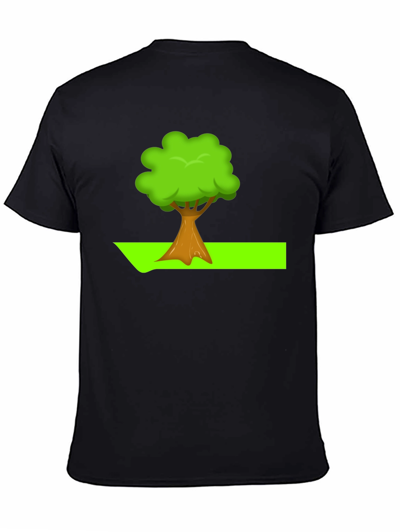 Cartoon Tree Graphic Tee - Nature Lovers Black T-Shirt