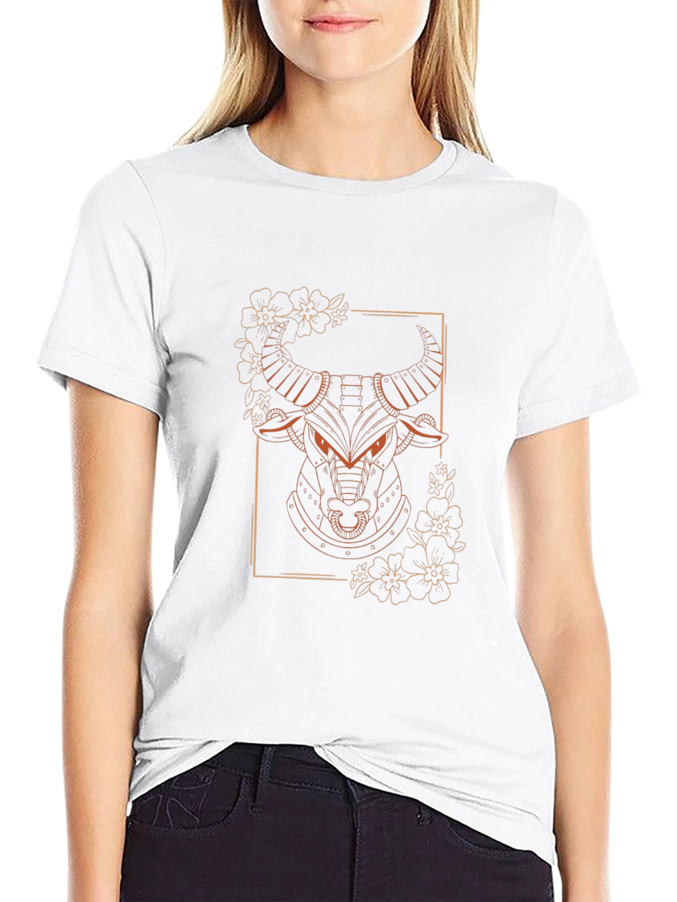Bull Graphic Tee - Modern Animal Design