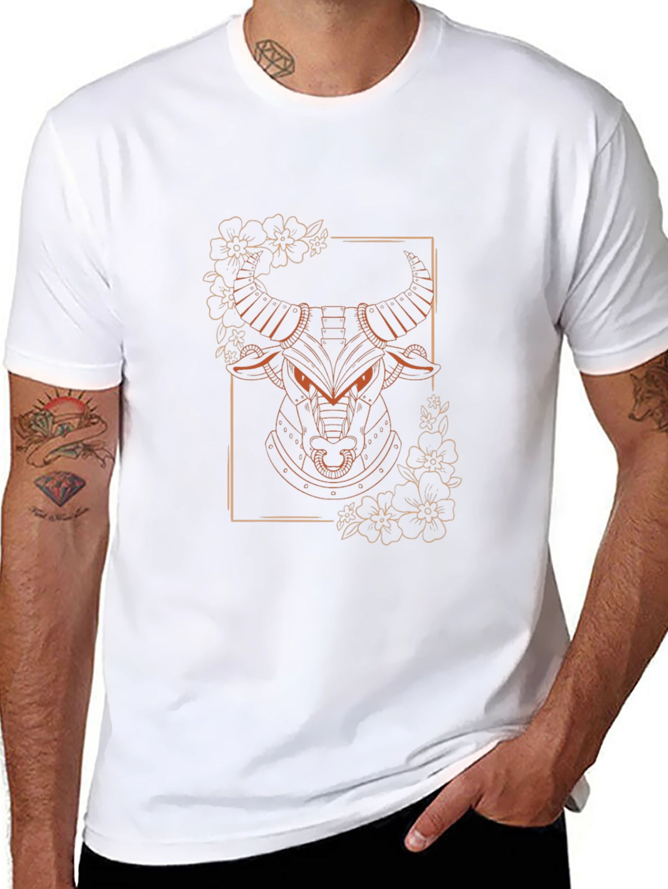Bull Graphic Tee - Modern Animal Design